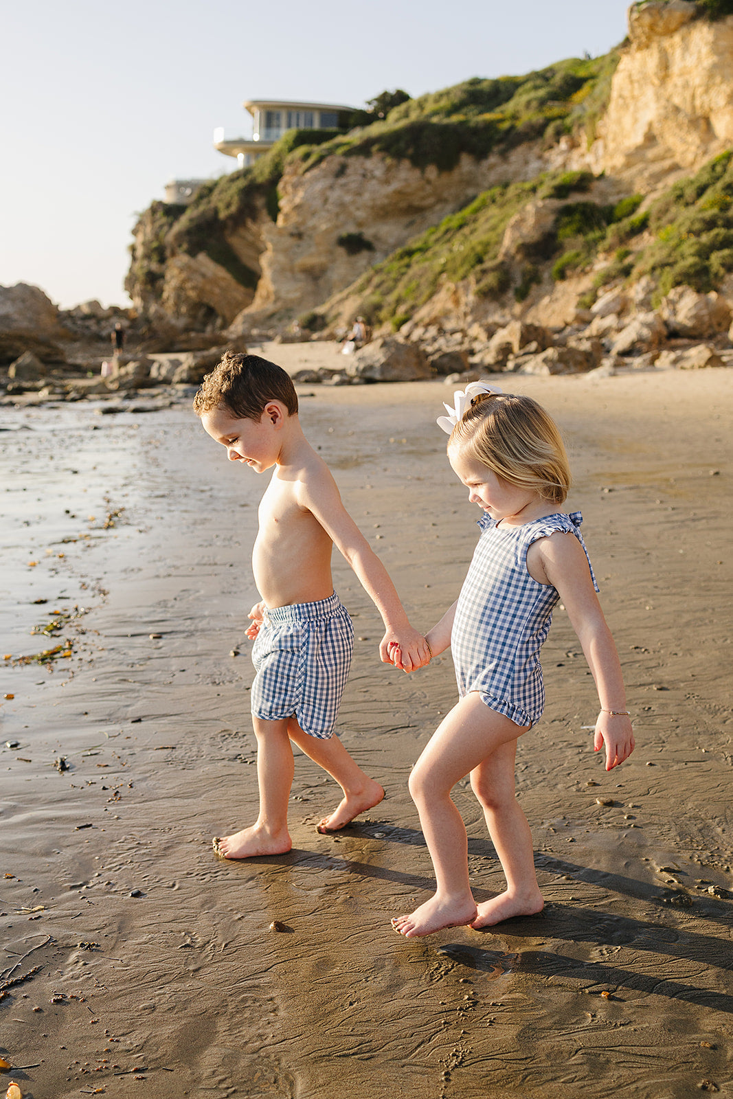 Mebie Baby Light Blue Gingham One-Piece