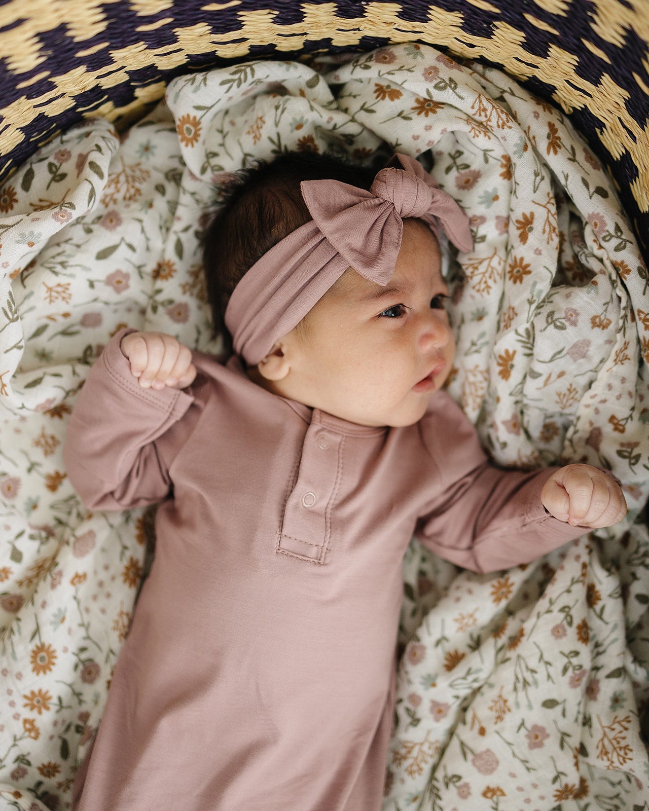 Mebie Baby Bamboo Head Wrap - Dusty Rose
