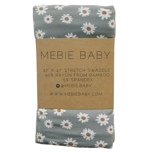 Mebie Baby Light Green Daisy Bamboo Swaddle