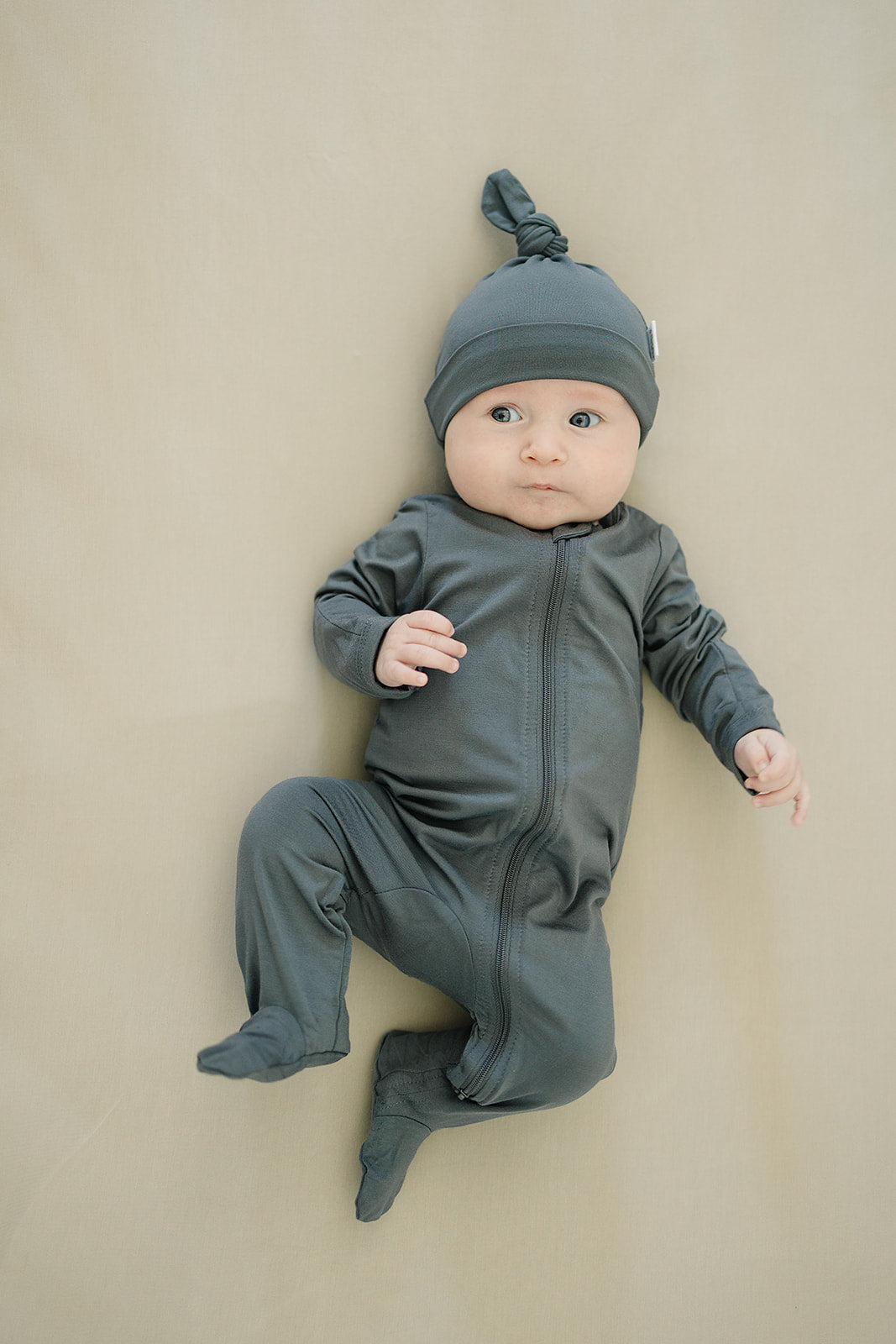 Mebie Baby Bamboo Footed Romper - Charcoal