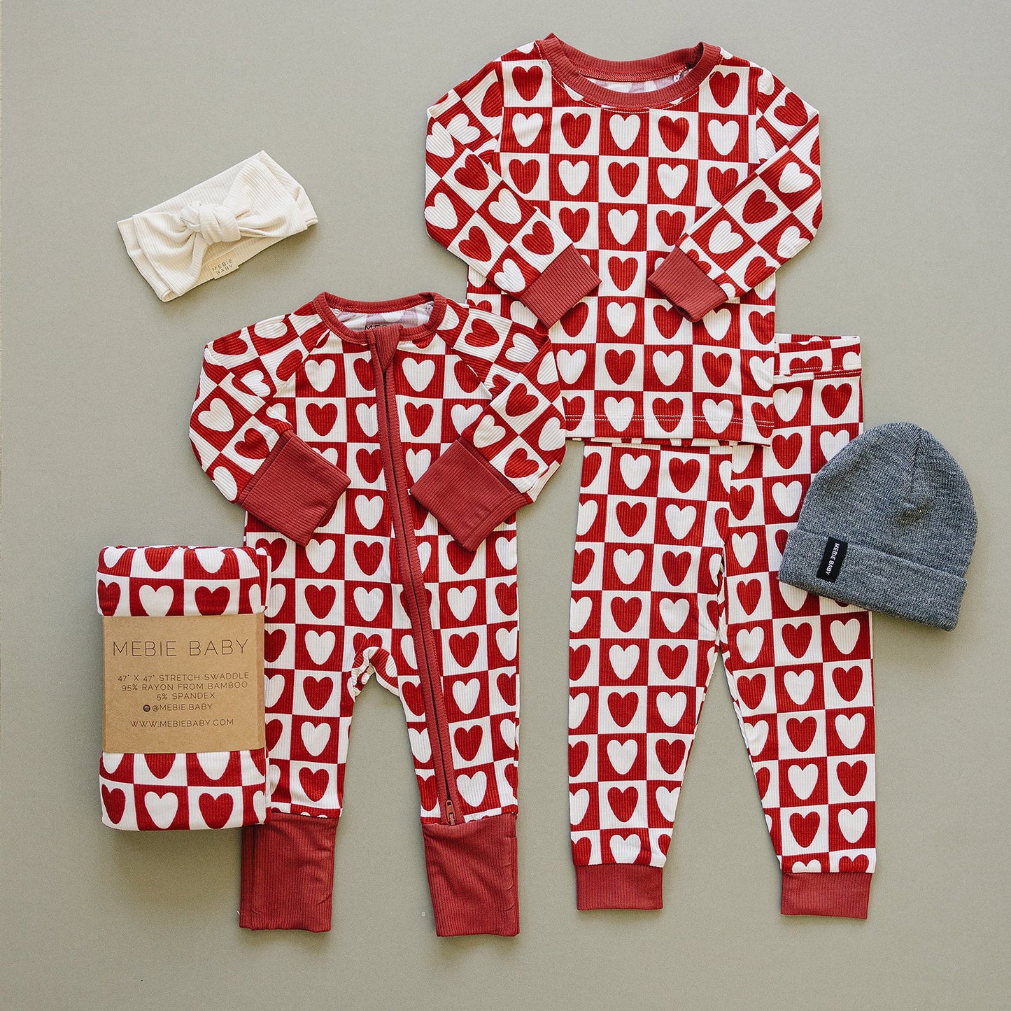 Mebie Baby Ribbed Romper - Checkered Hearts