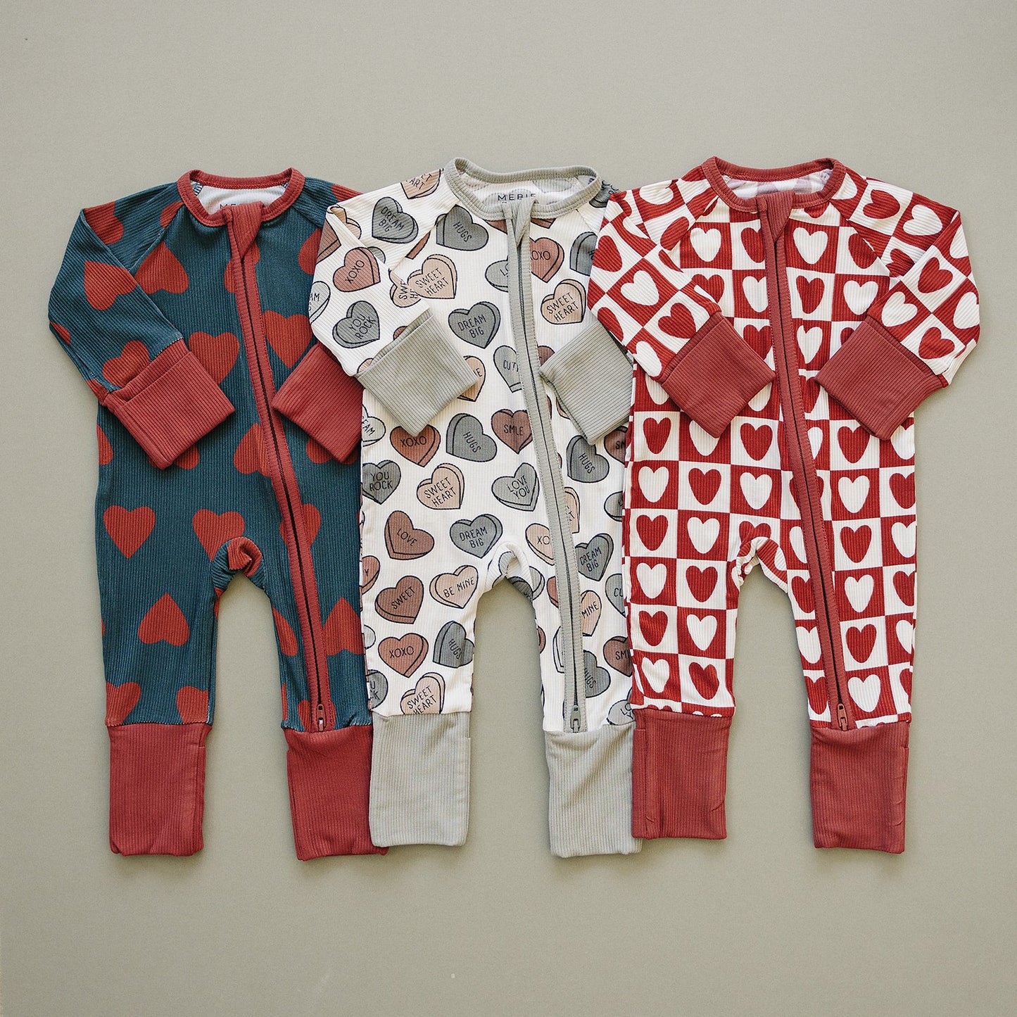 Mebie Baby Ribbed Romper - Checkered Hearts