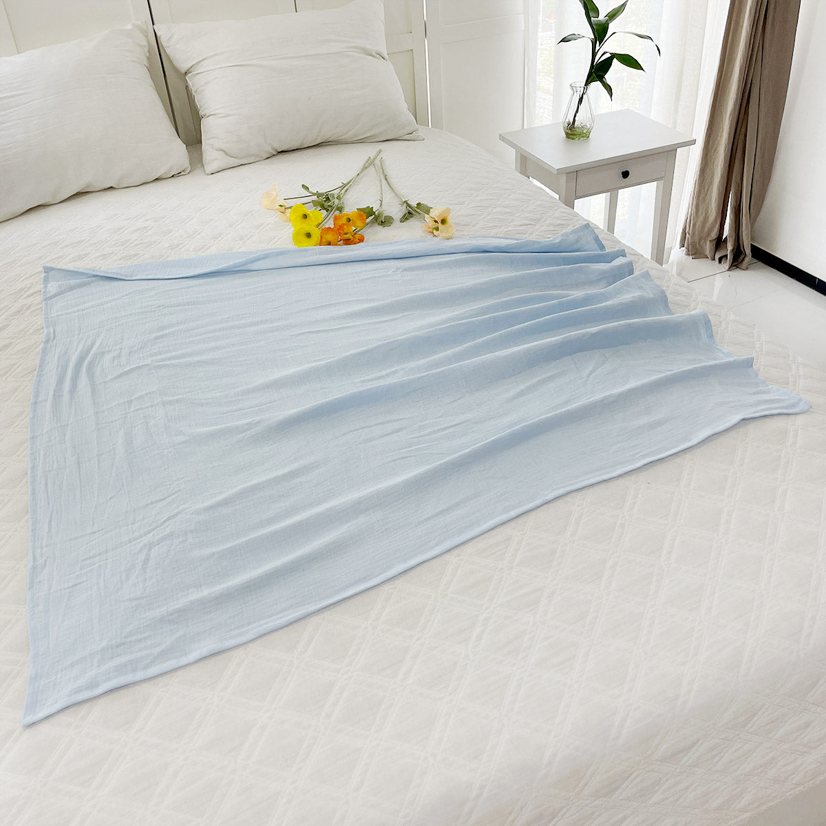 Muslin Swaddle Blanket - Blue