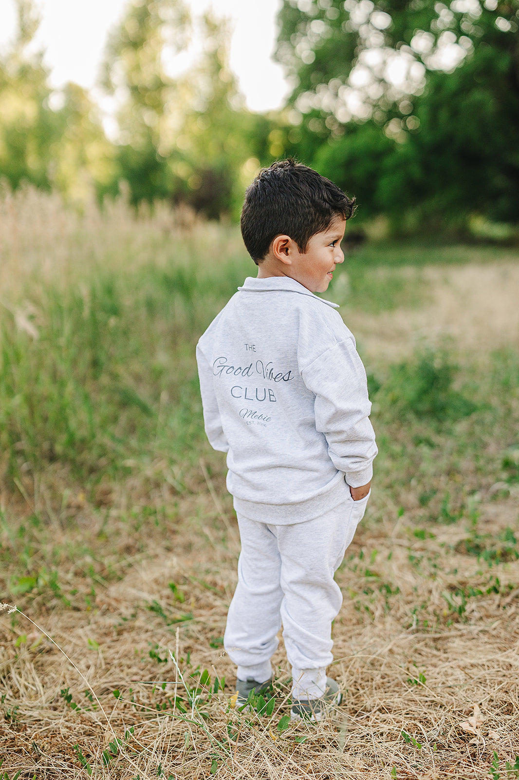 Mebie Baby Good Vibes Quarter Zip French Terry Set