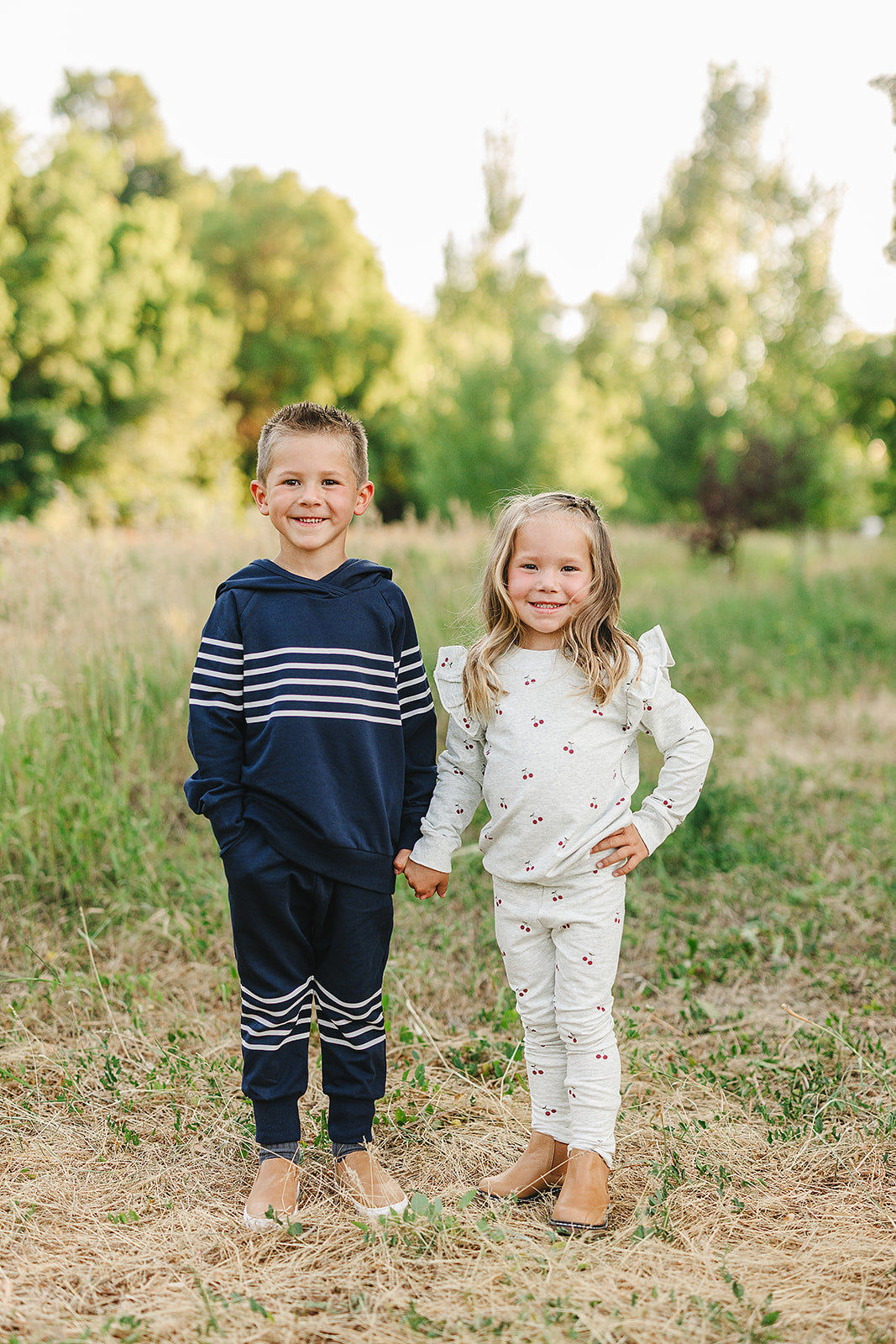 Mebie Baby Navy Stripes Hooded French Terry Set