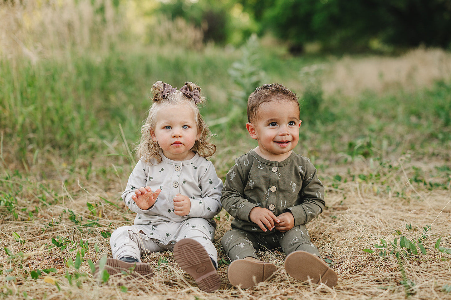 Mebie Baby Floral Long Sleeve Button Romper