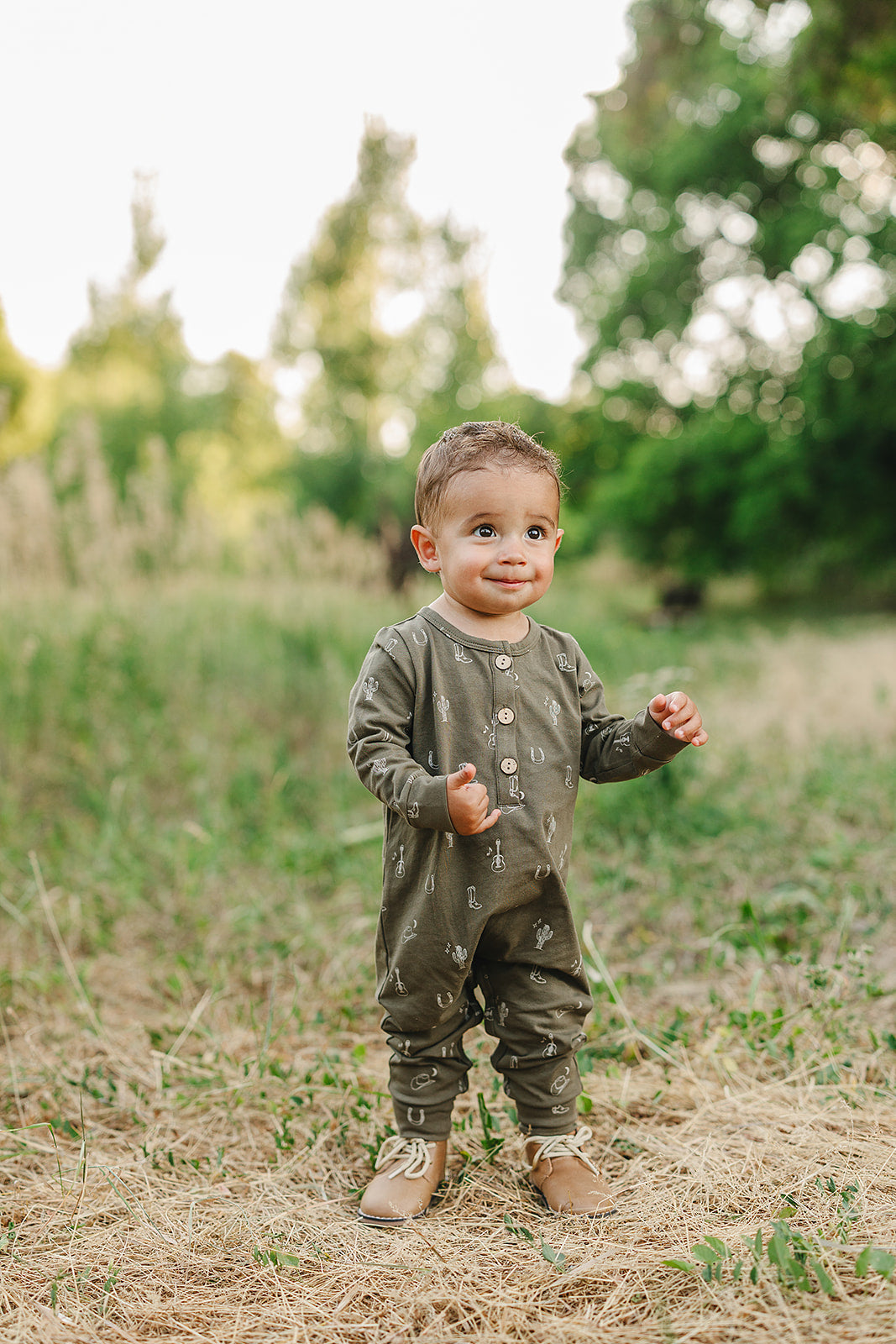 Mebie Baby Nashville Long Sleeve Button Romper