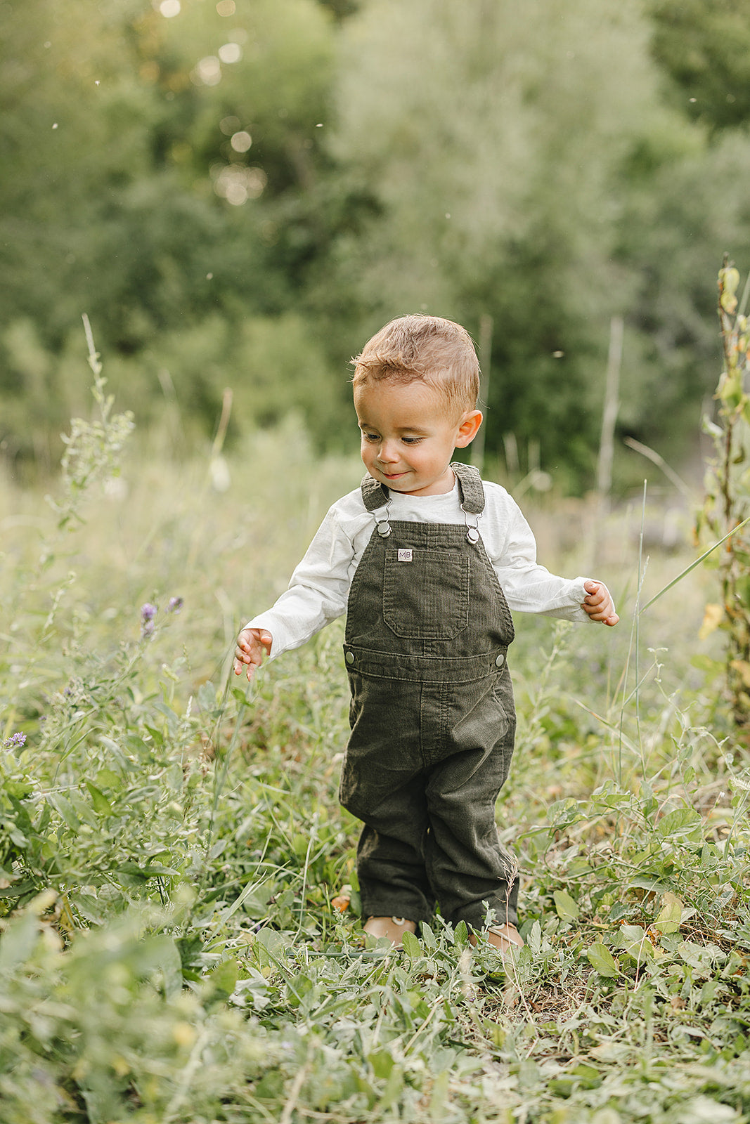 Mebie Baby Green Corduroy Overalls