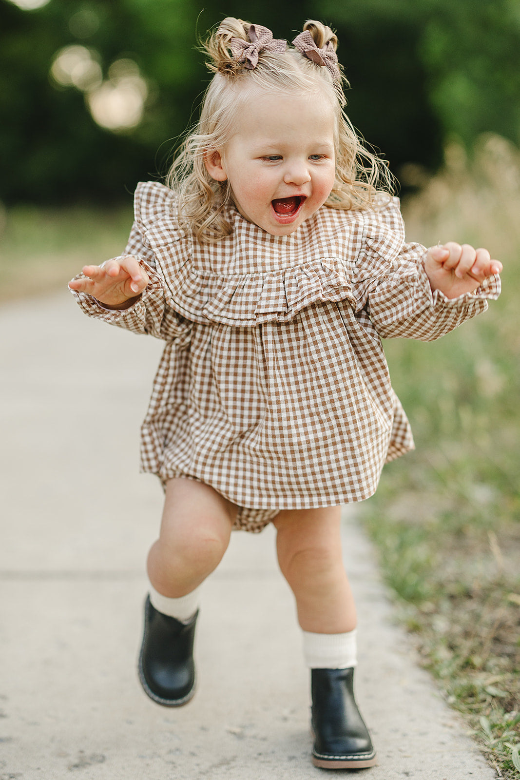 Mebie Baby Gingham Ruffle Bloomer Set