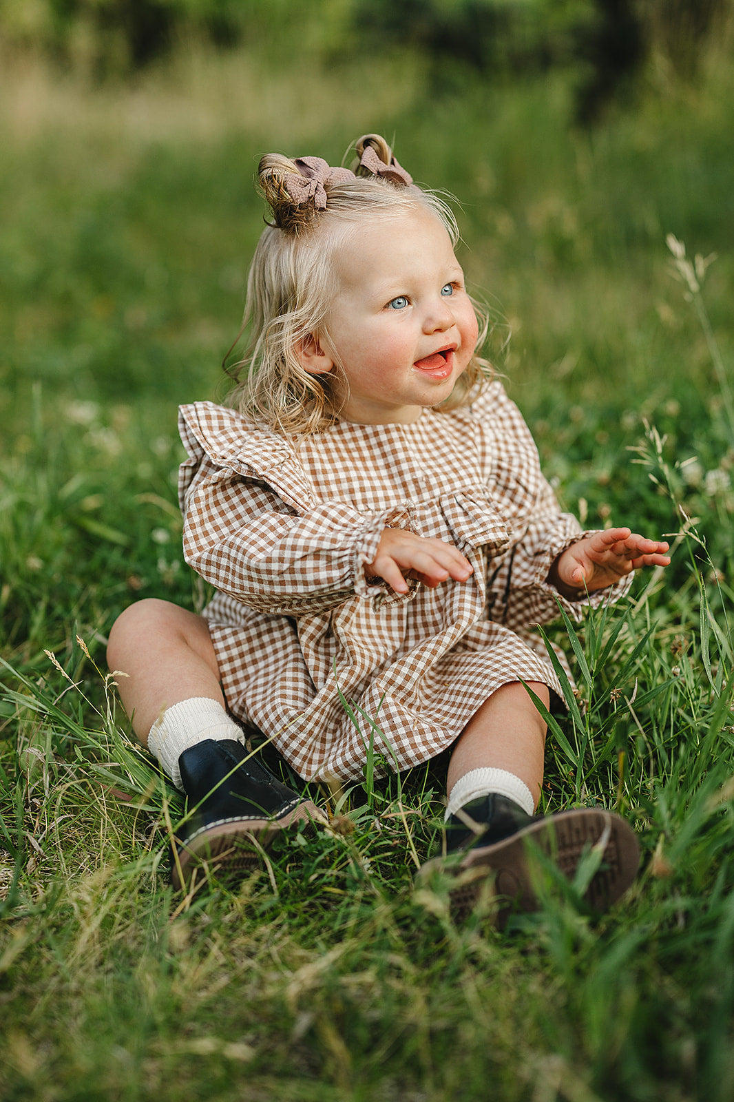 Mebie Baby Gingham Ruffle Bloomer Set