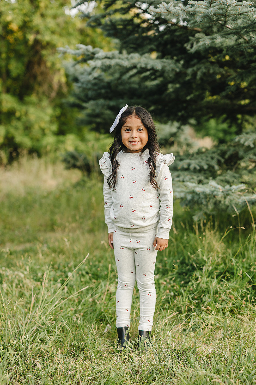 Mebie Baby Cherry Ruffle French Terry Set