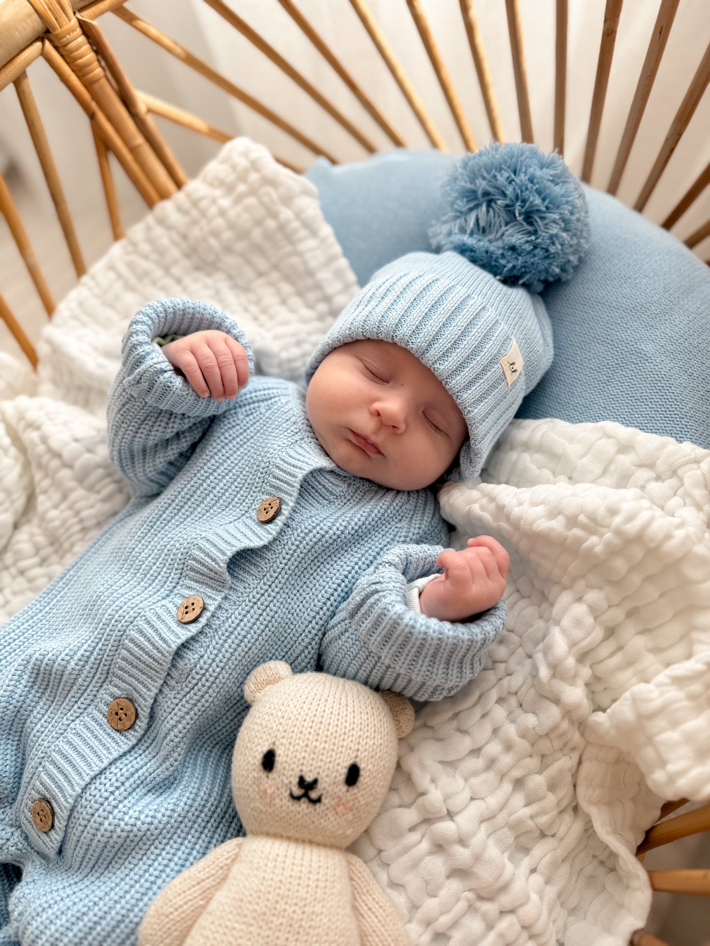 Luna + Luca Classic Chunky Knit Jumpsuit - Powder Blue