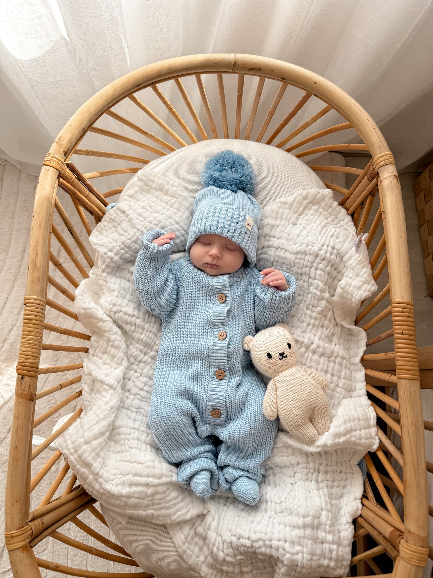 Luna + Luca Classic Chunky Knit Jumpsuit - Powder Blue