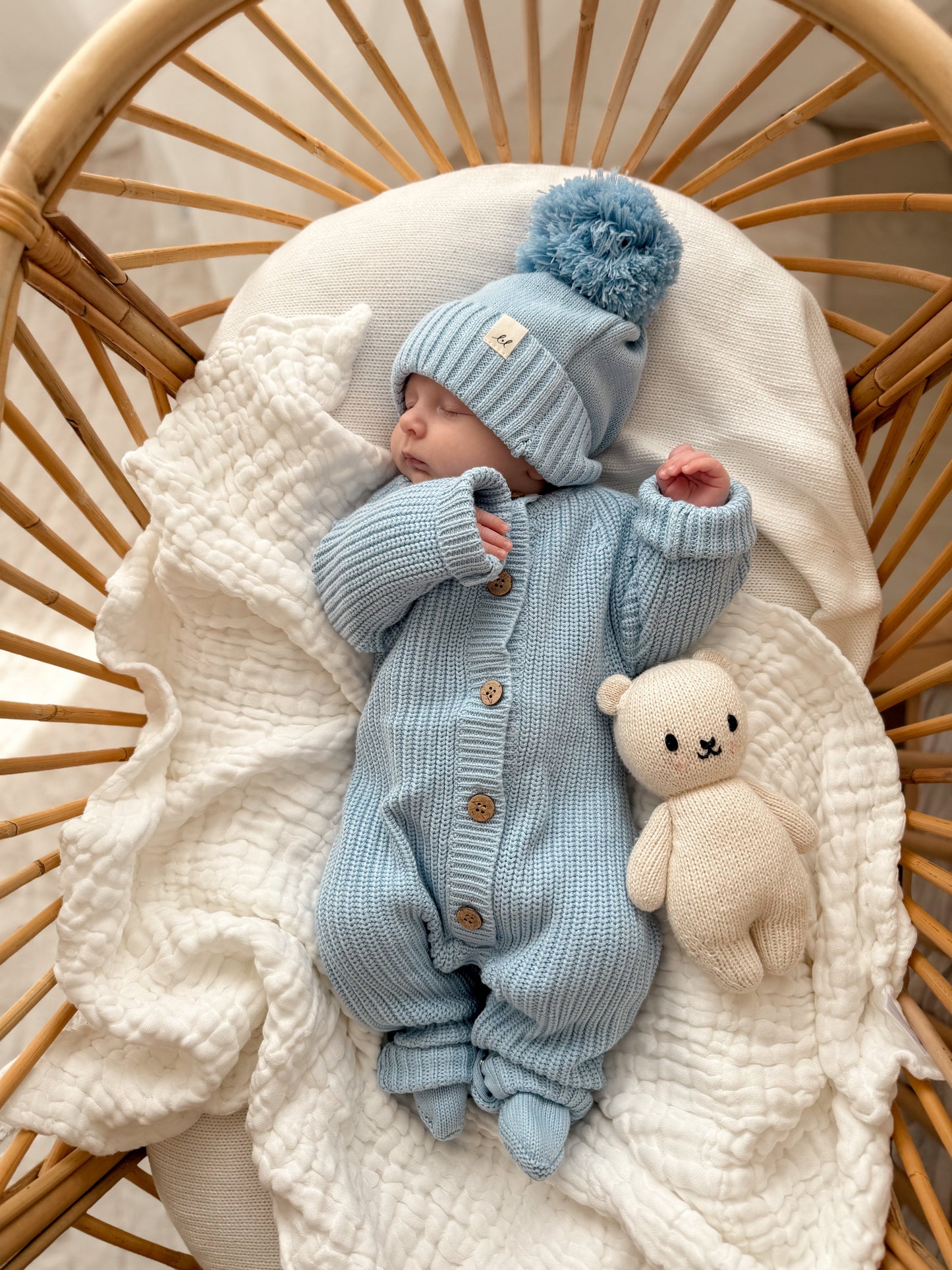 Luna + Luca Classic Chunky Knit Jumpsuit - Powder Blue