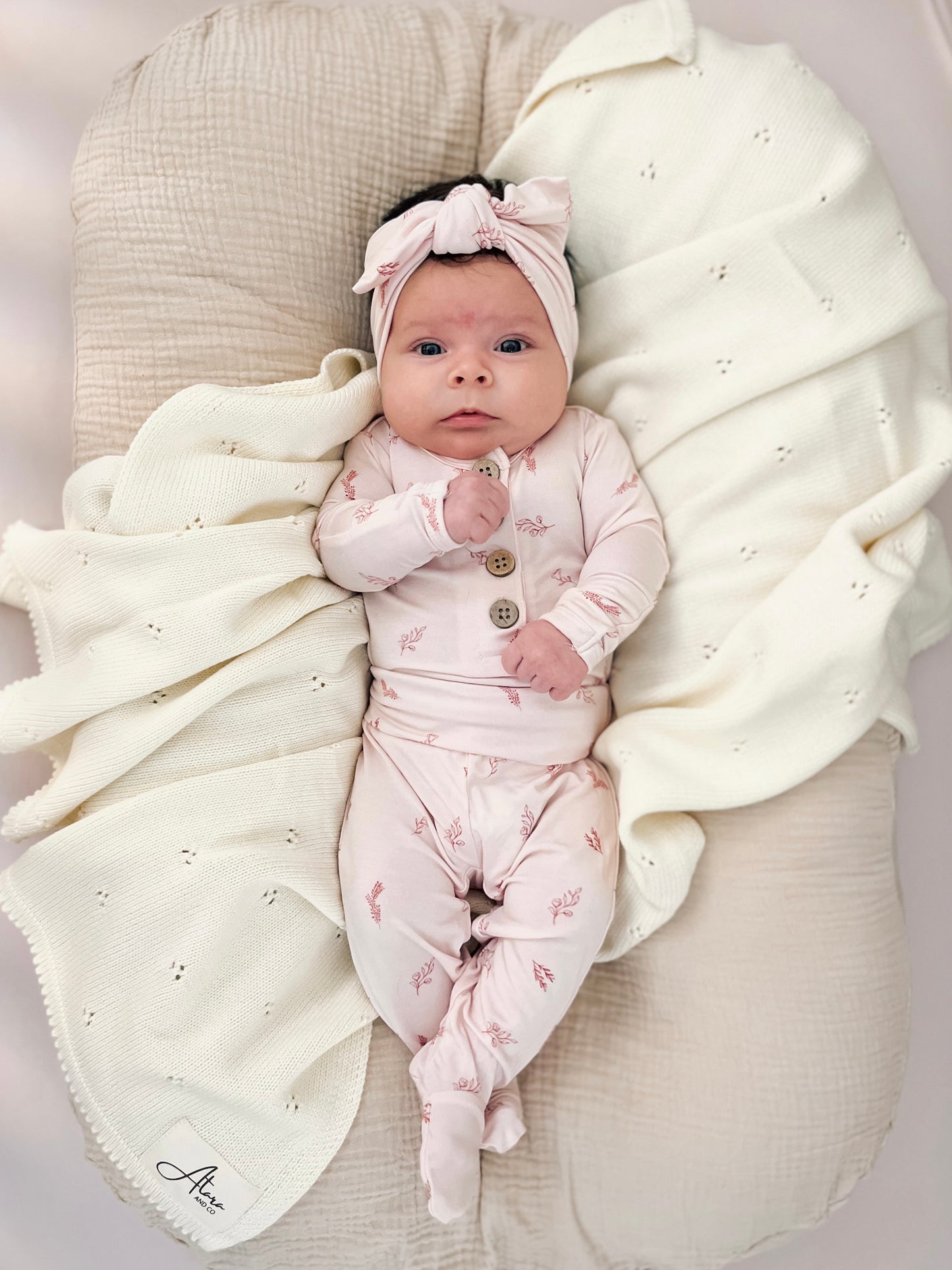 Knotted Bow - Blush Flowers