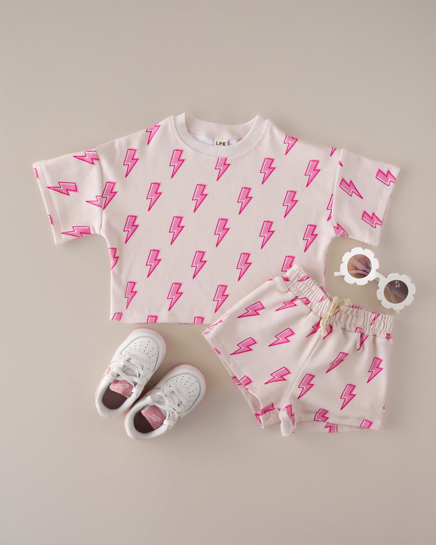 LPK Shorts Set - Pink Bolts