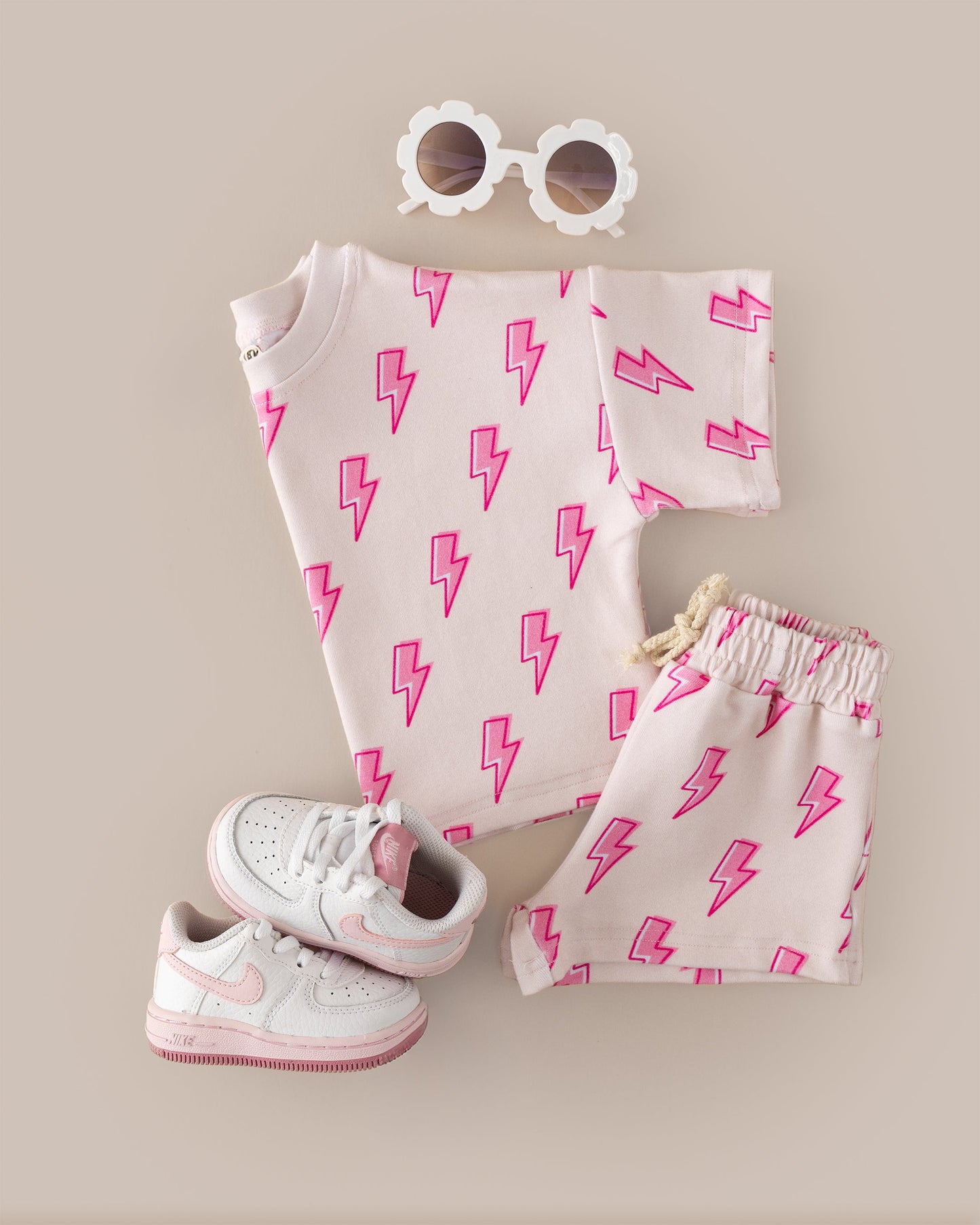 LPK Shorts Set - Pink Bolts