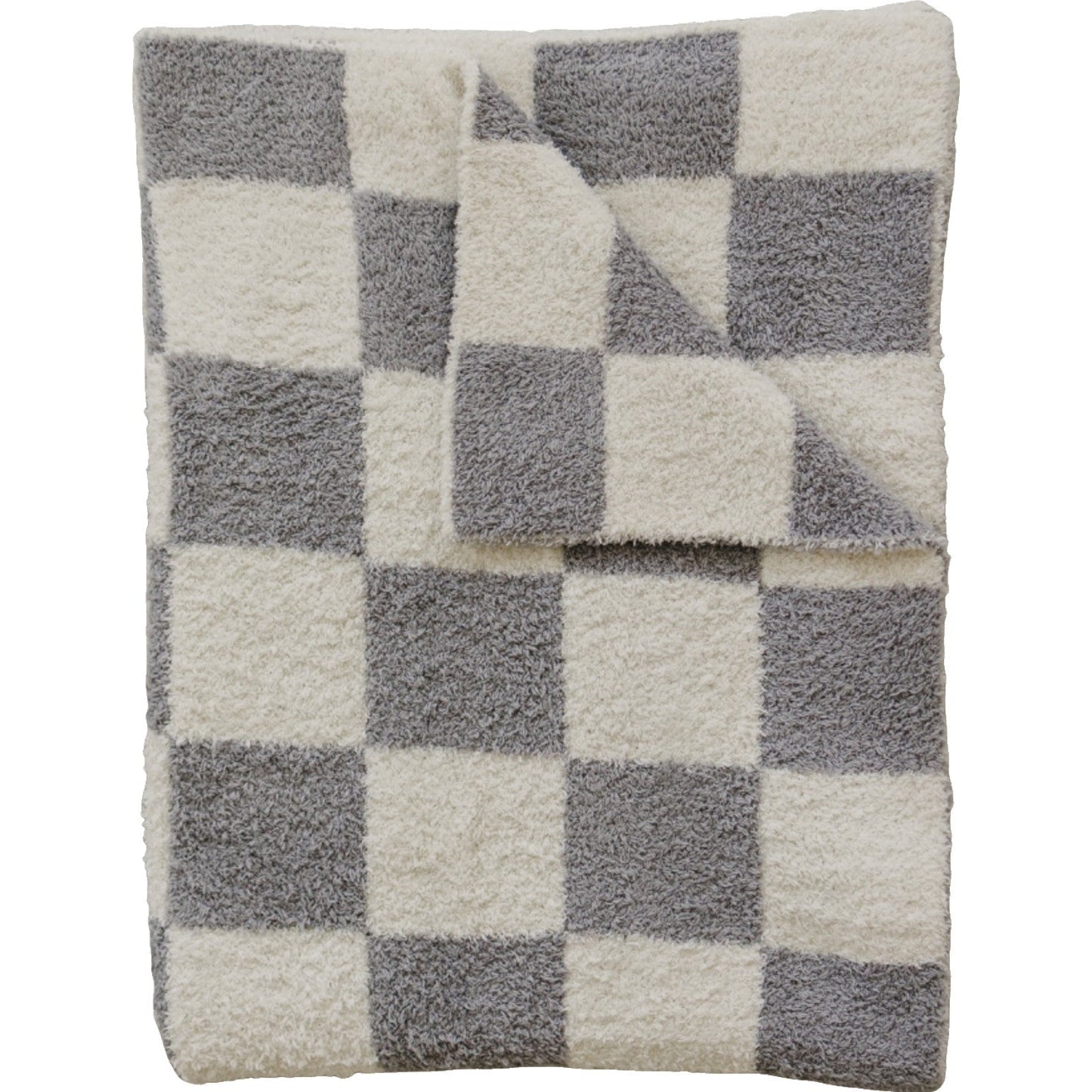 Mebie Baby Plush Blanket - Grey Checkered