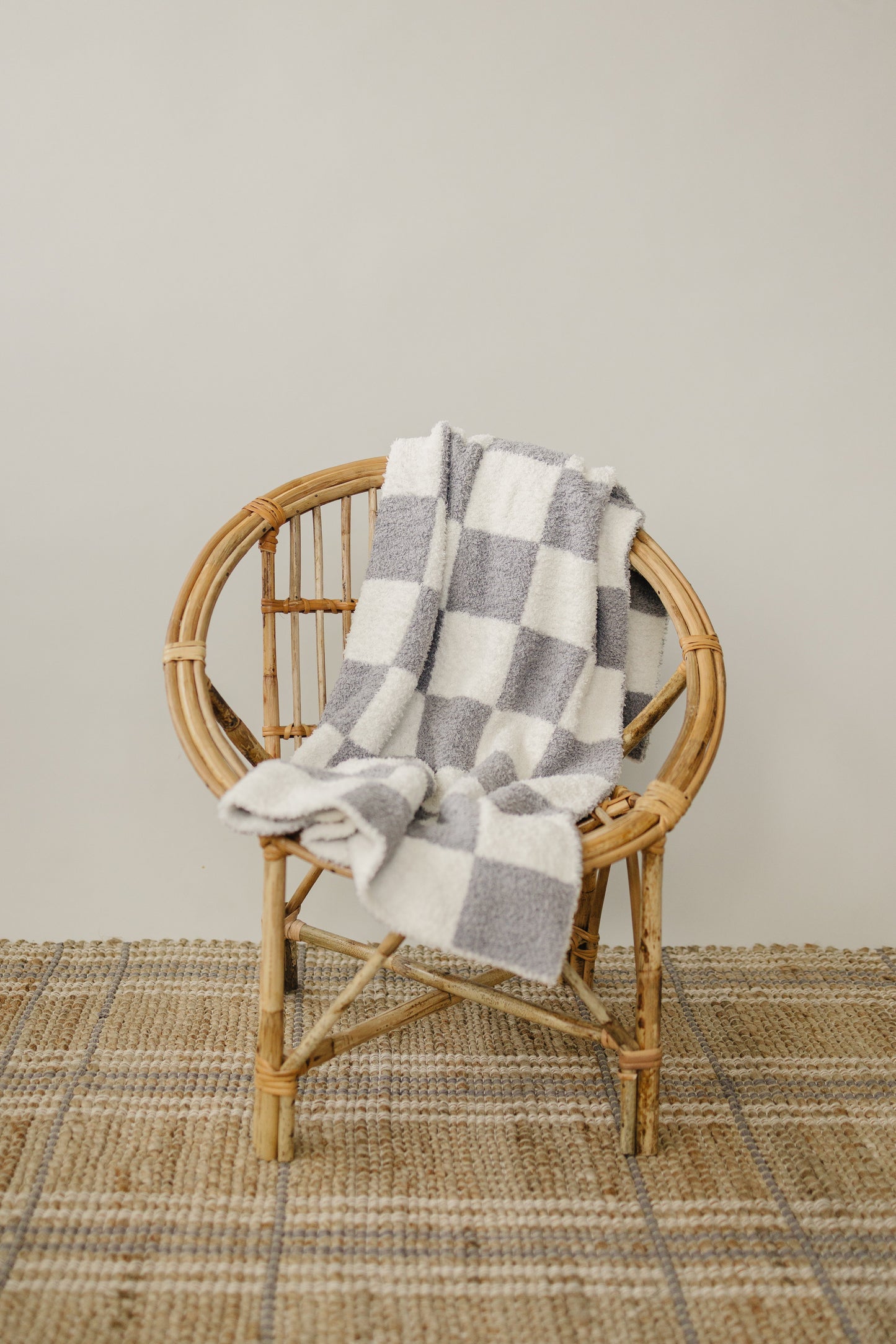 Mebie Baby Plush Blanket - Grey Checkered