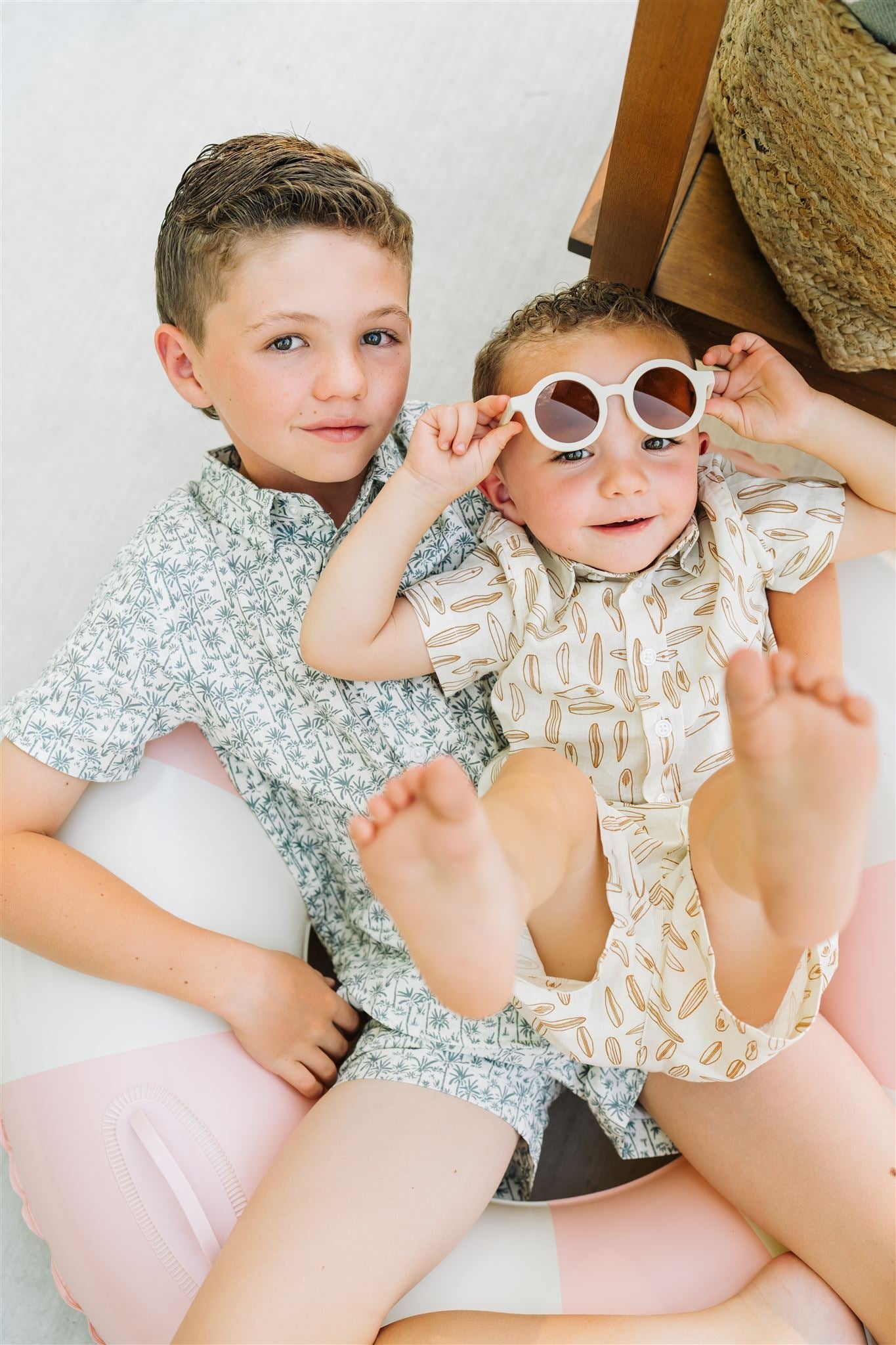 Mebie Baby Linen Button Up Shirt - Surfboard