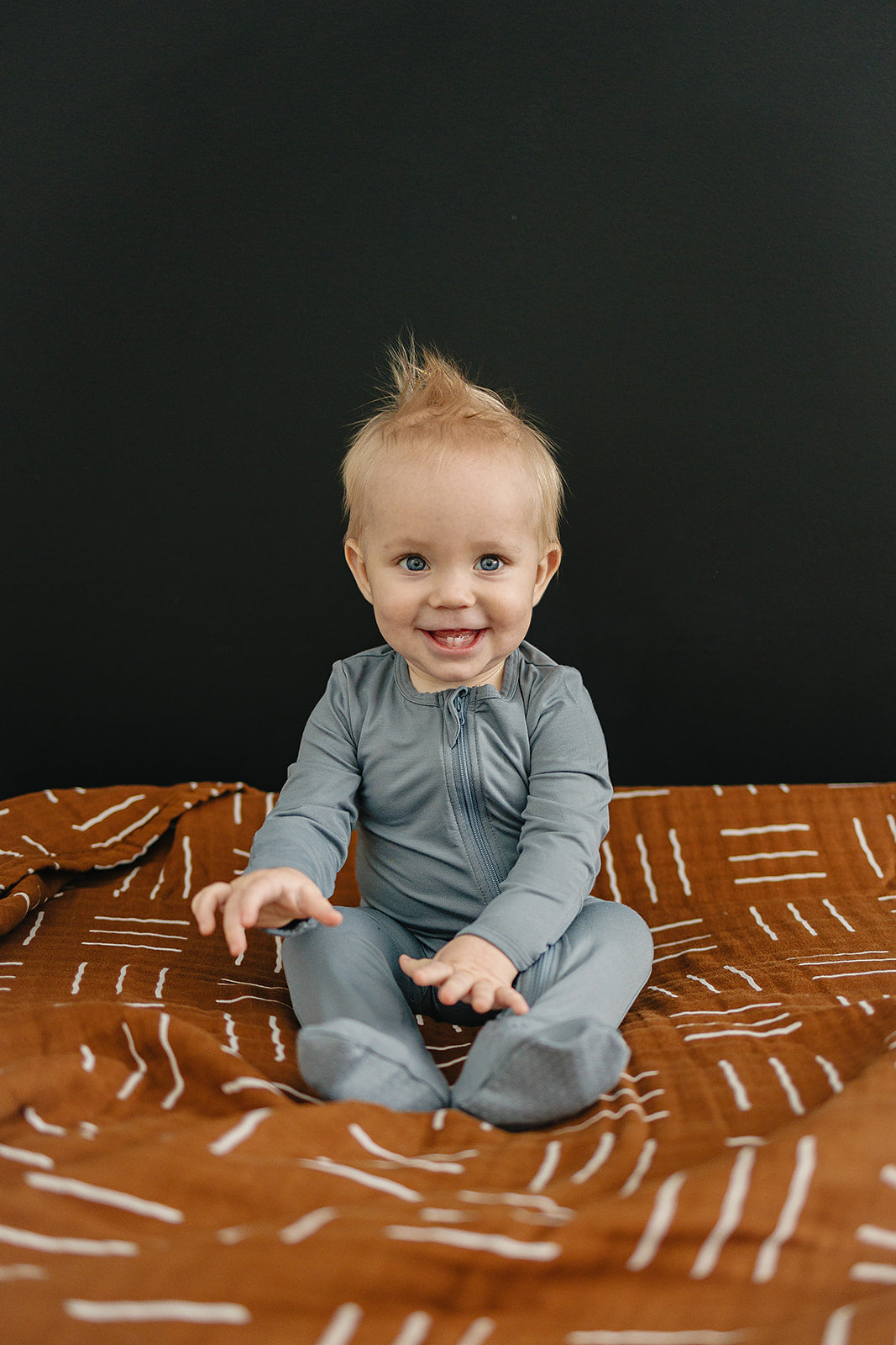 Mebie Baby Bamboo Footed Romper - Dusty Blue