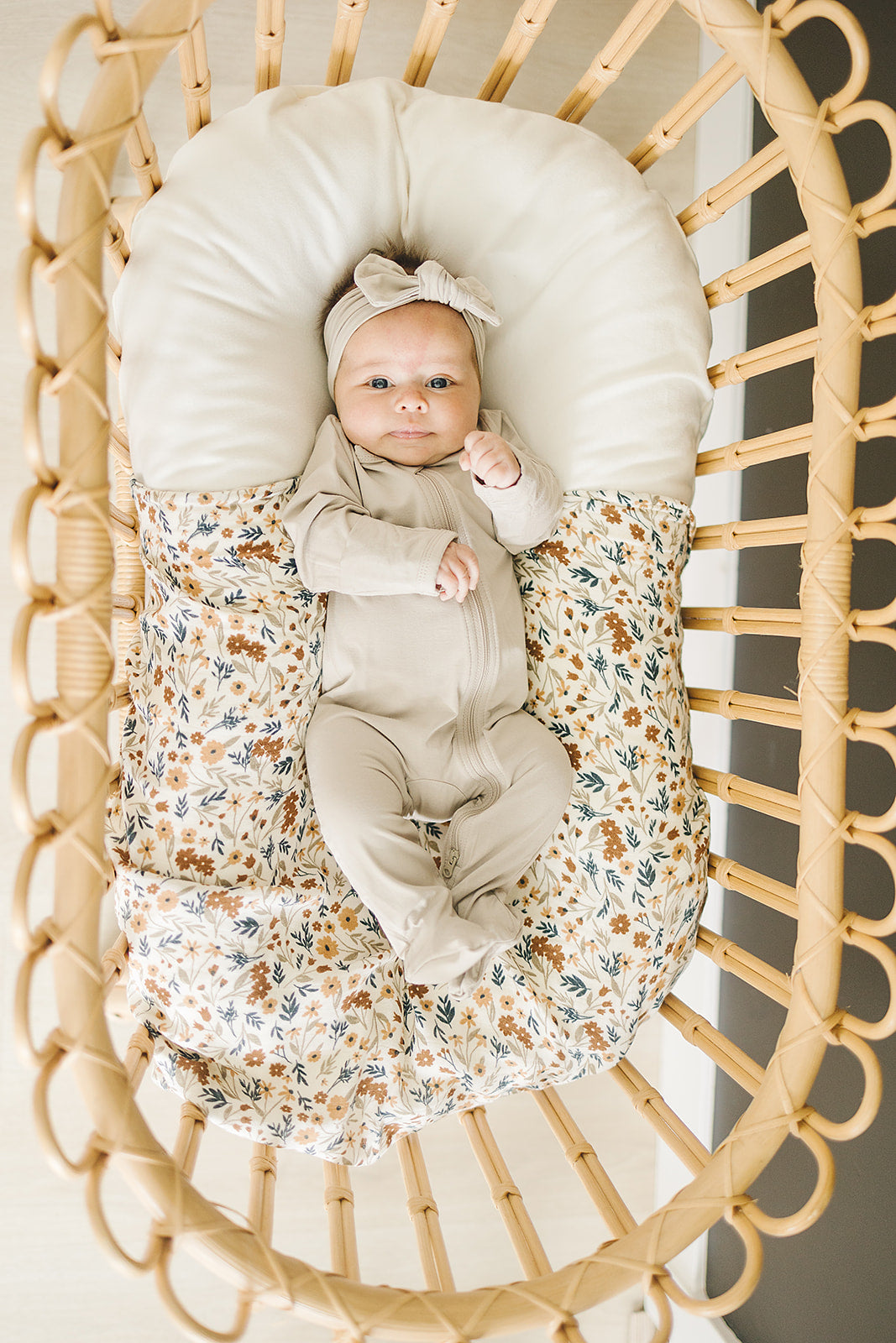 Mebie Baby Bamboo Footed Romper - Oatmeal
