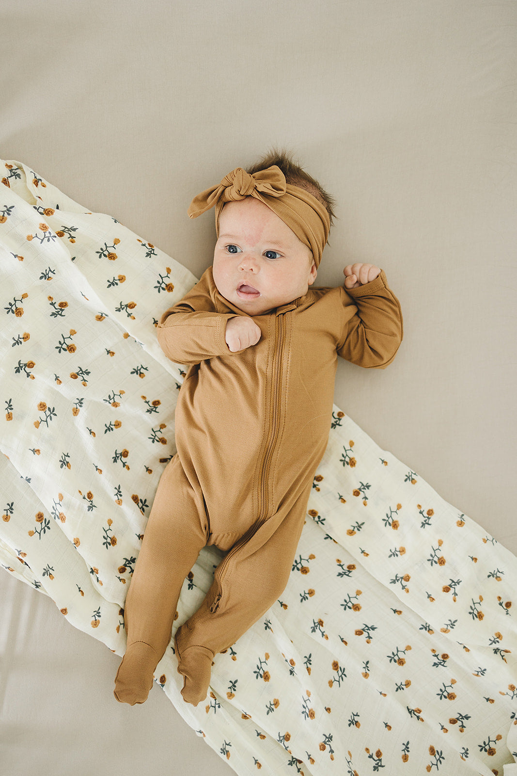 Mebie Baby Bamboo Footed Romper - Mustard