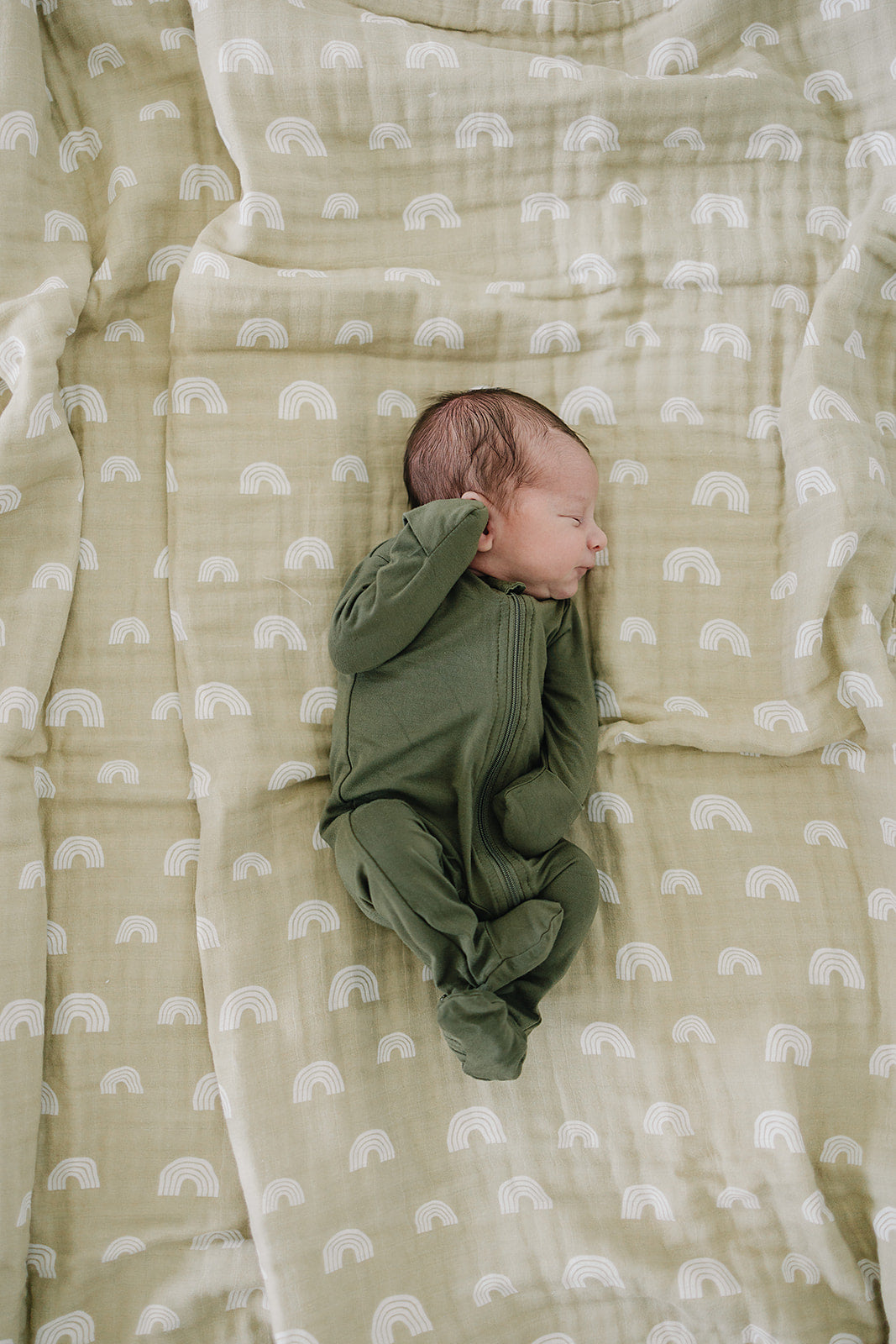 Mebie Baby Bamboo Footed Romper - Olive
