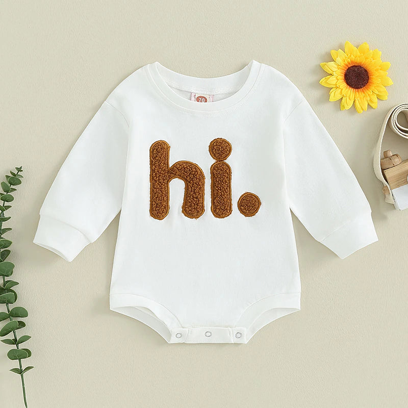 'Hi' Embroidered Romper