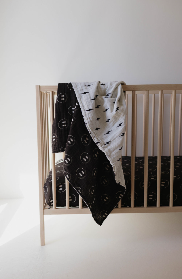 Forever French Muslin Quilt - Charcoal ff Smile & White Bolt