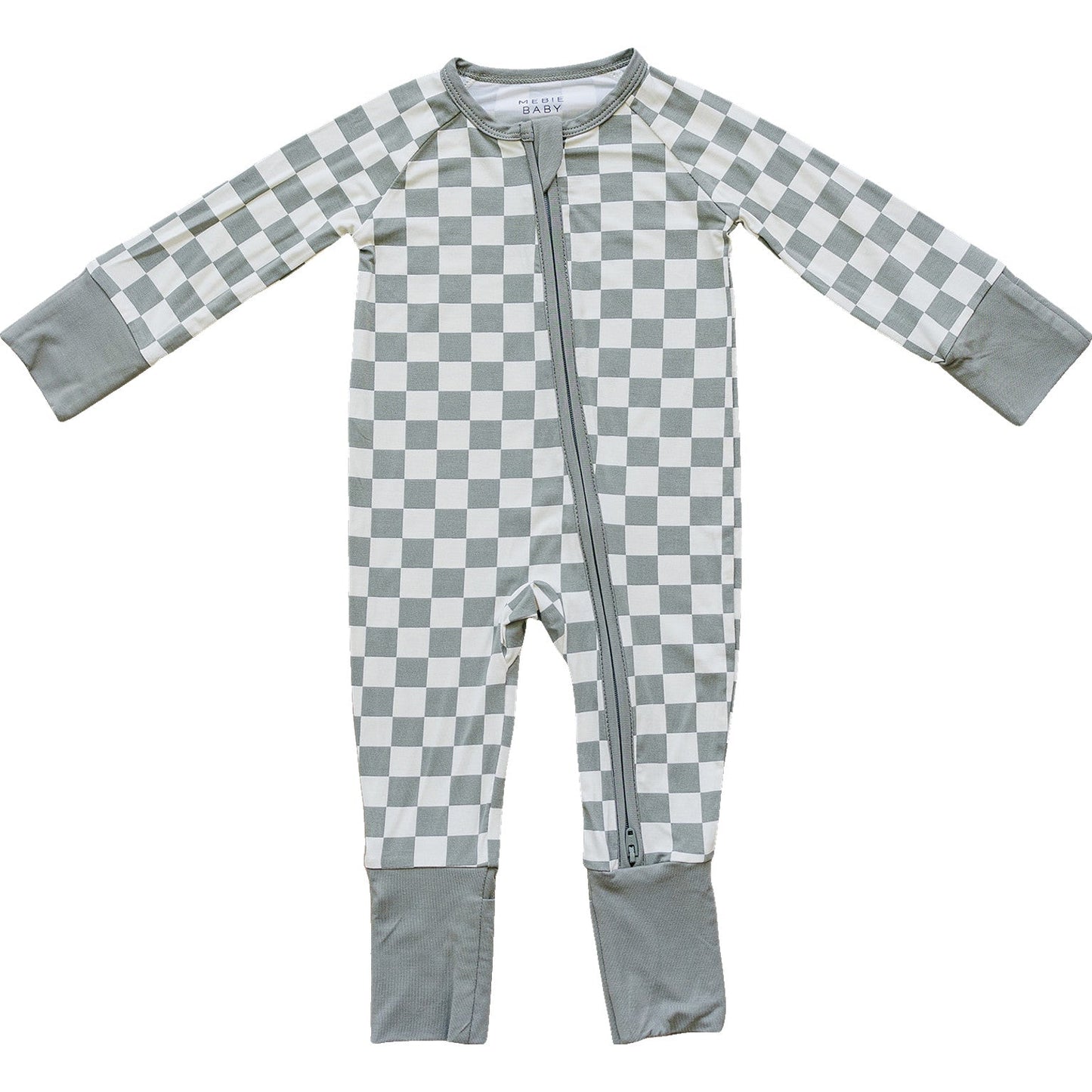 Mebie Baby Bamboo Romper - Light Green Checkered