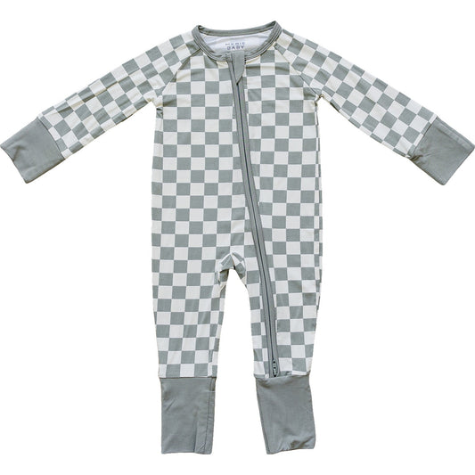 Mebie Baby Bamboo Romper - Light Green Checkered
