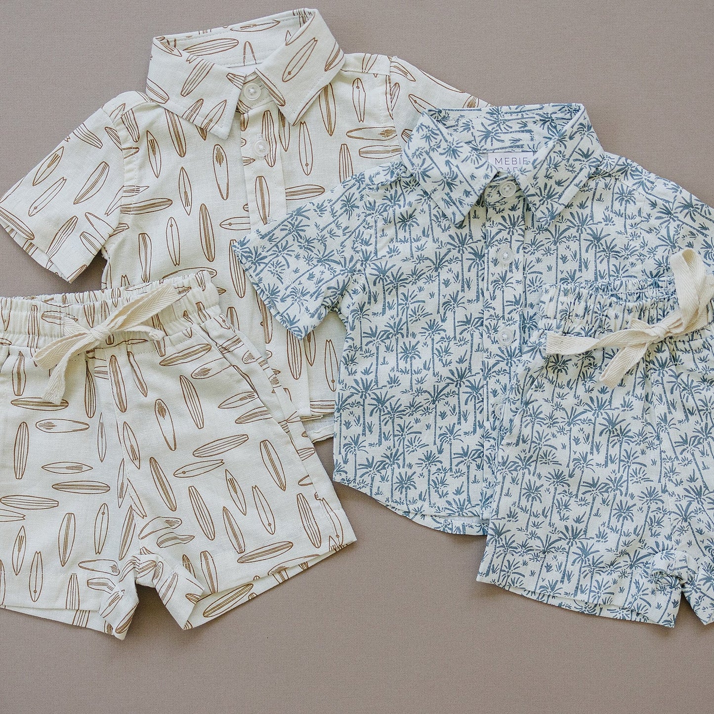 Mebie Baby Linen Button Up Shirt - Surfboard
