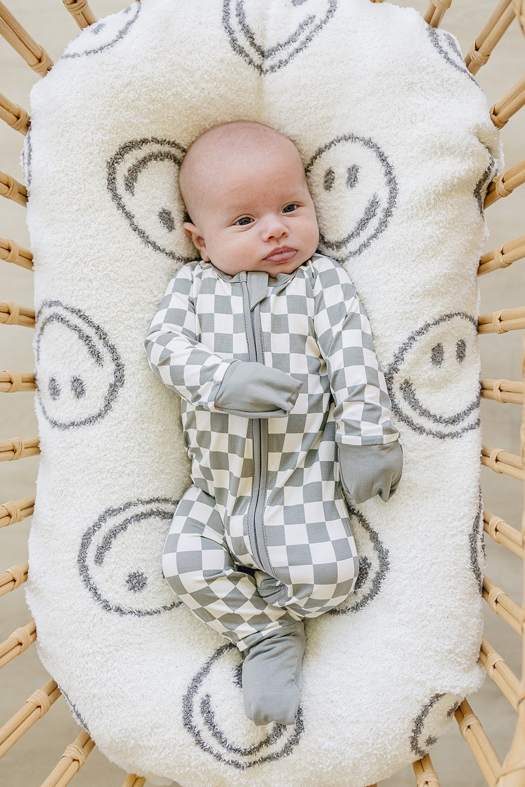 Mebie Baby Bamboo Romper - Light Green Checkered