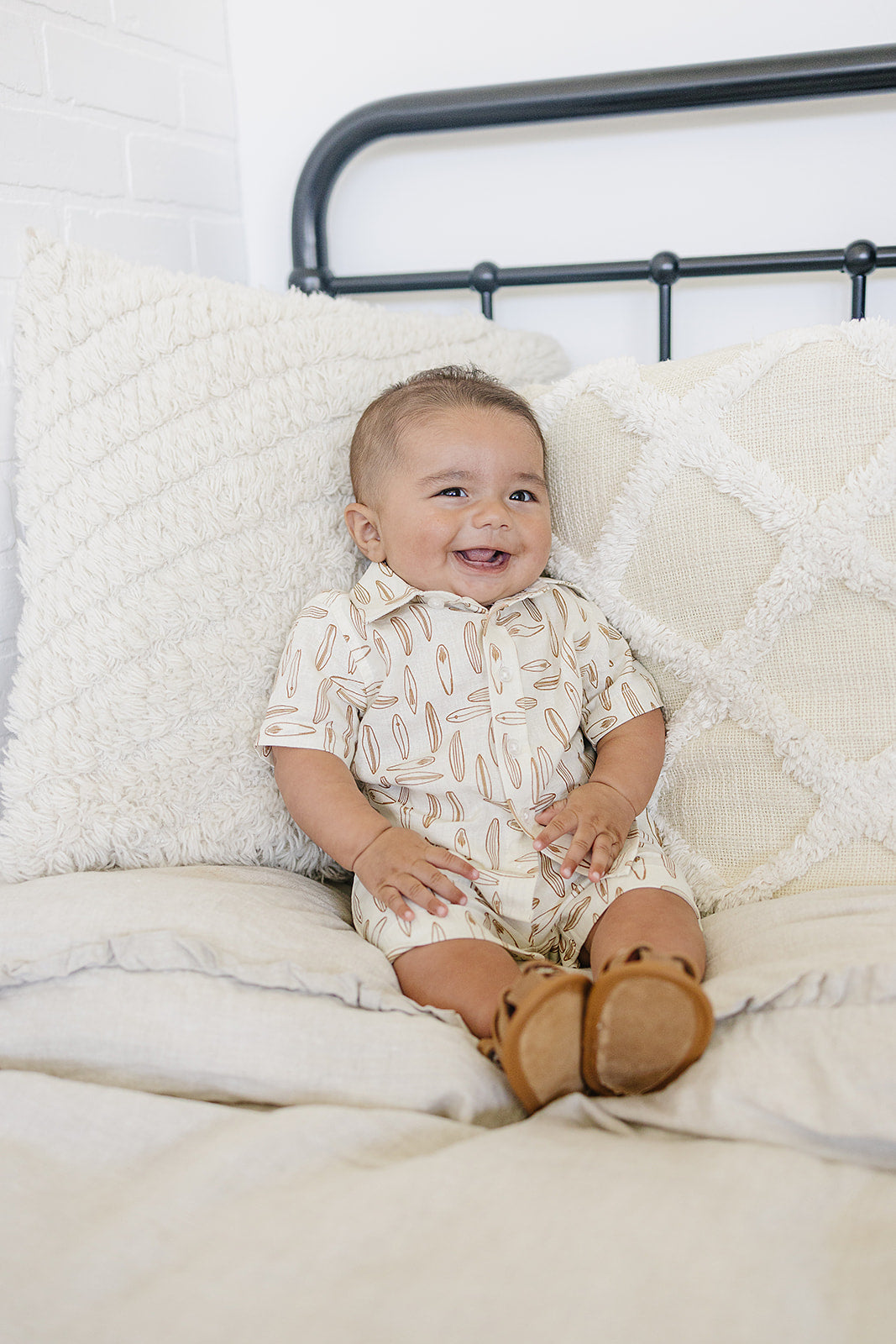 Mebie Baby Linen Button Up Shirt - Surfboard