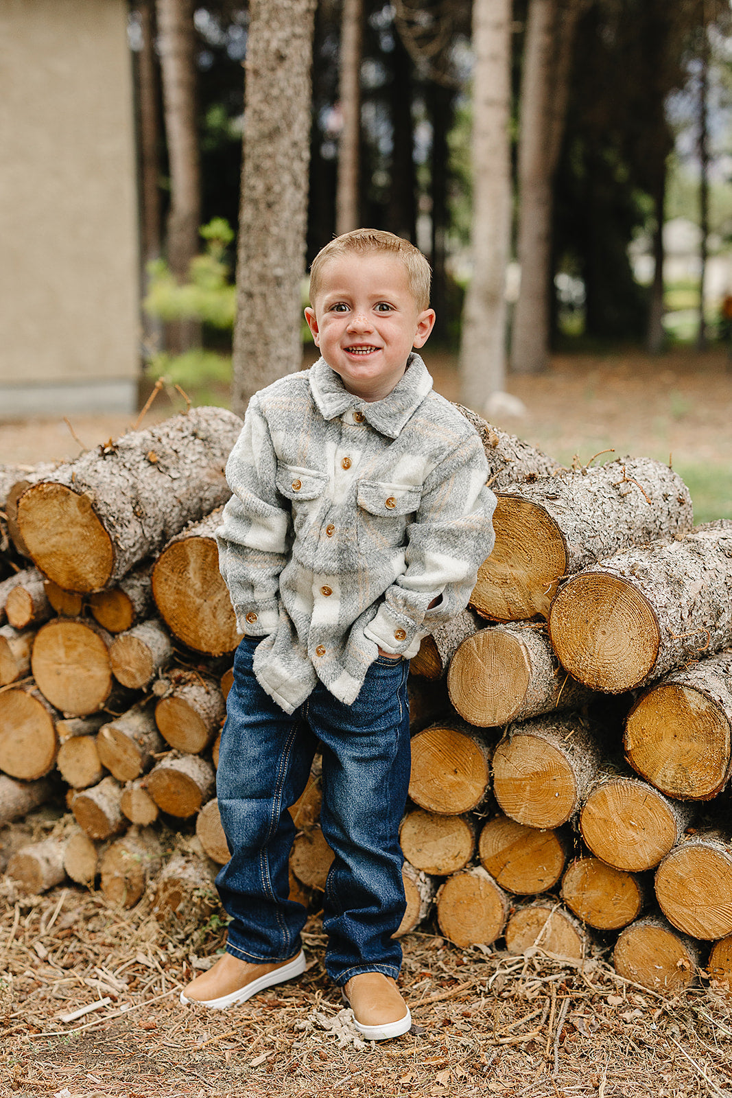 Mebie Baby Grey Plaid Shacket