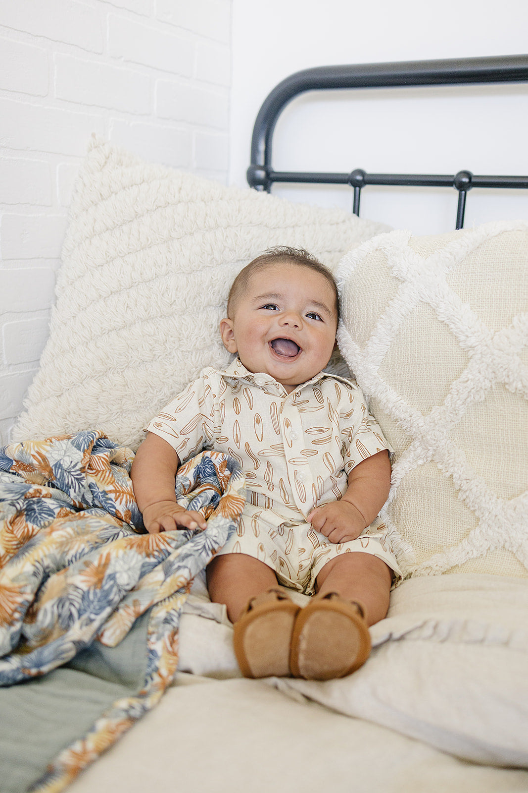 Mebie Baby Linen Button Up Shirt - Surfboard