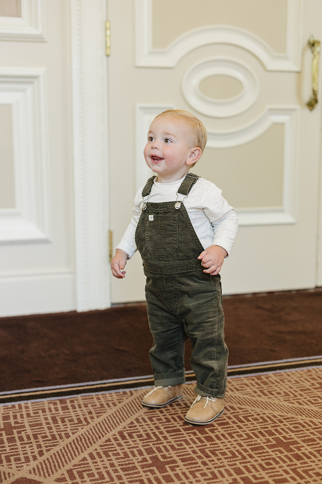 Mebie Baby Green Corduroy Overalls