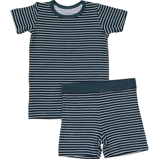 Mebie Baby Navy Stripes Short Set