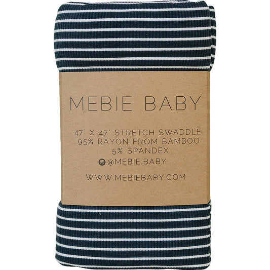 Mebie Baby Navy Stripes Stretch Swaddle