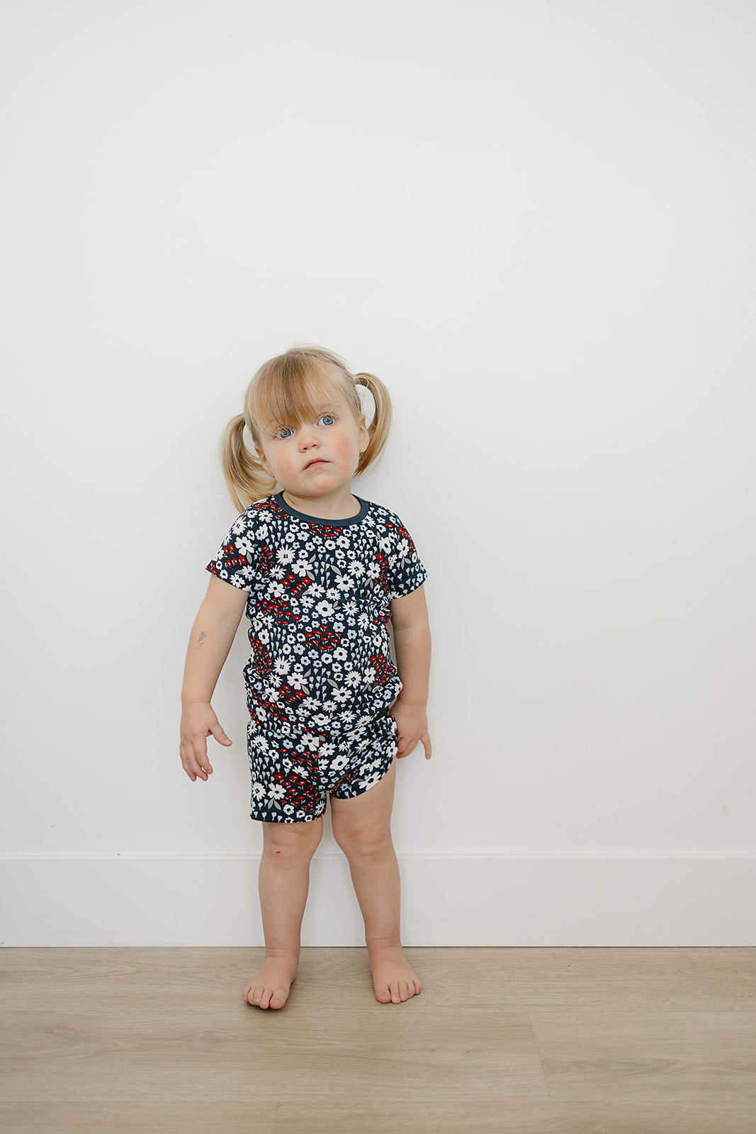 Mebie Baby Americana Floral Ribbed Short Set
