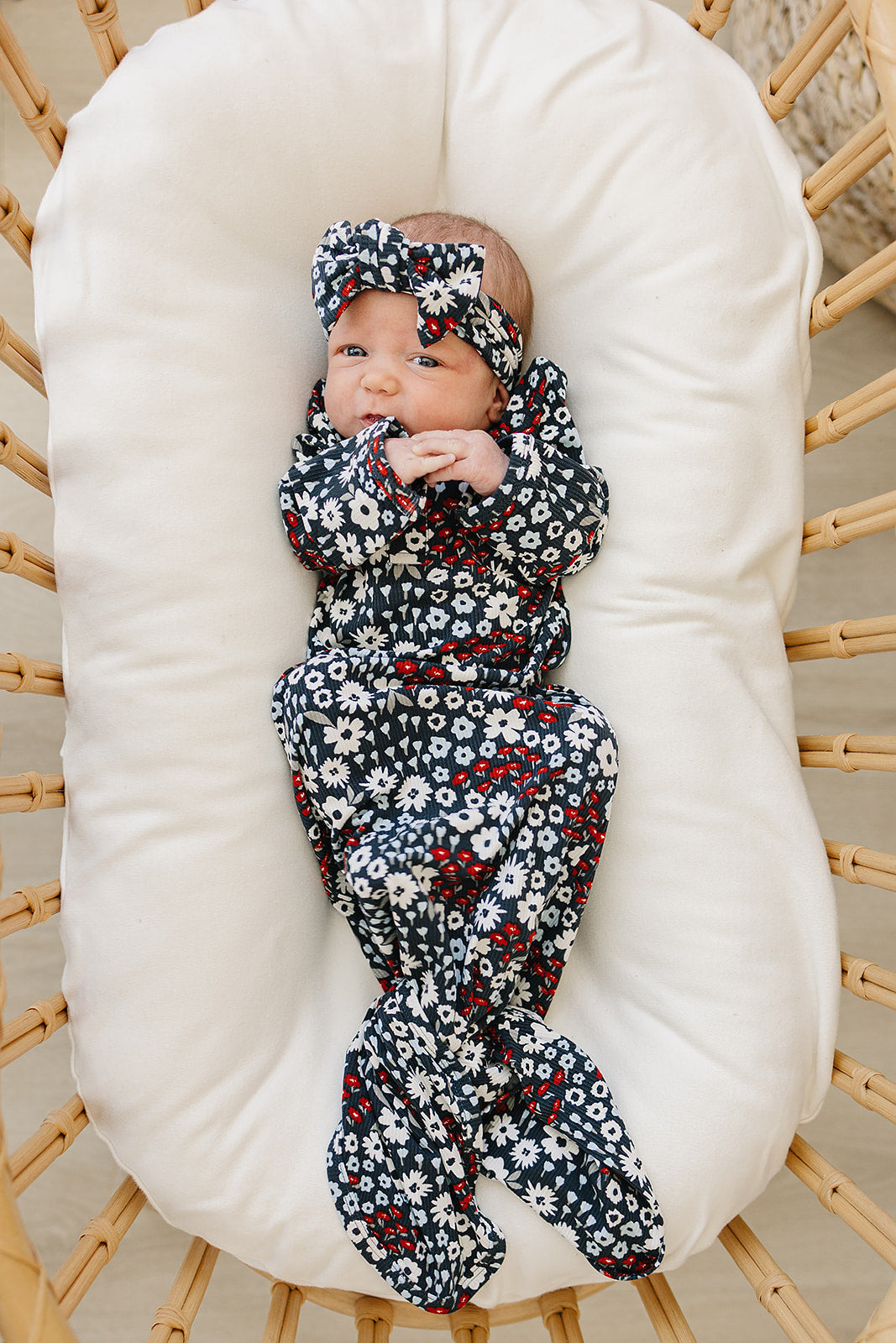 Mebie Baby Americana Floral Bamboo Knot Gown