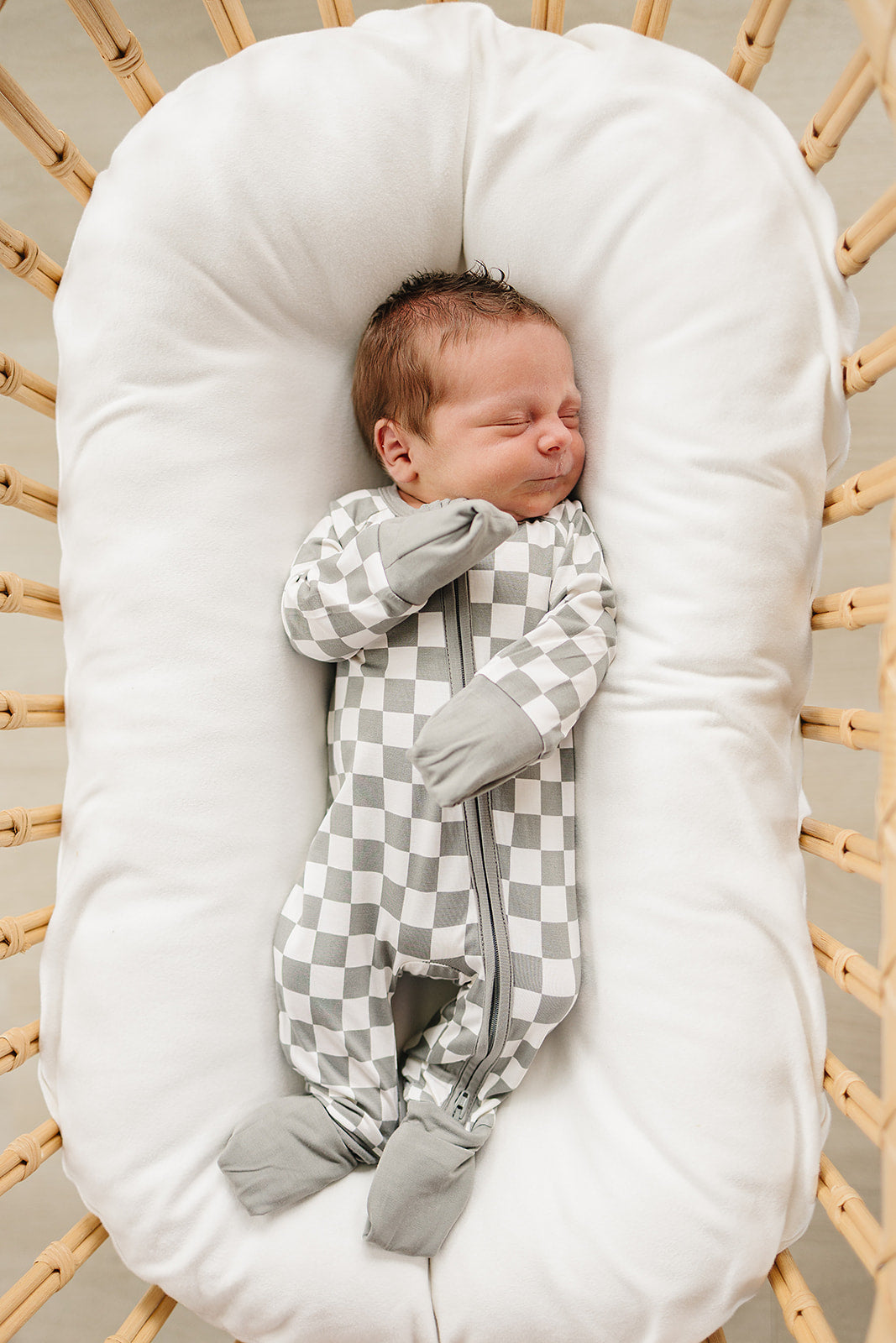 Mebie Baby Bamboo Romper - Light Green Checkered