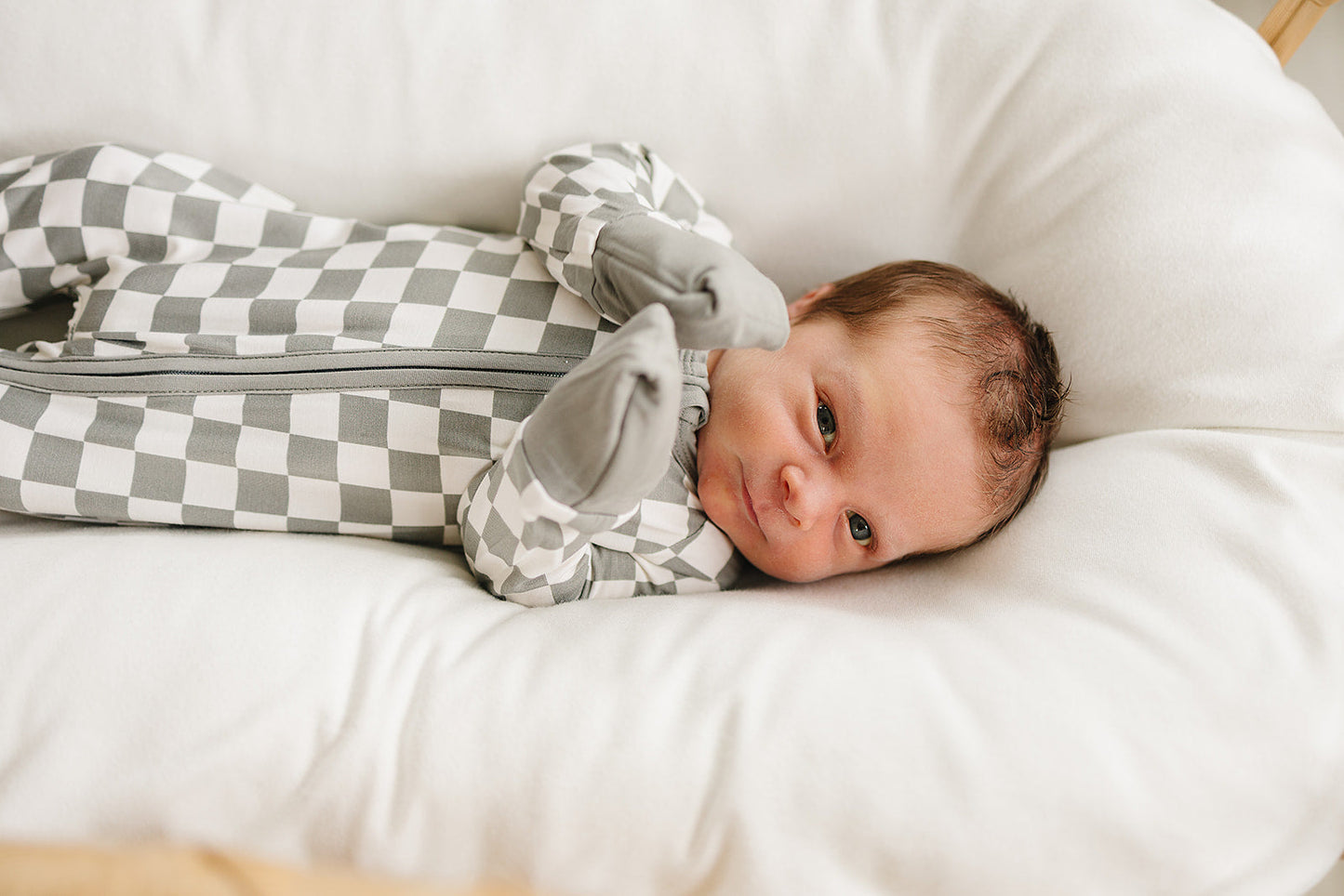 Mebie Baby Bamboo Romper - Light Green Checkered