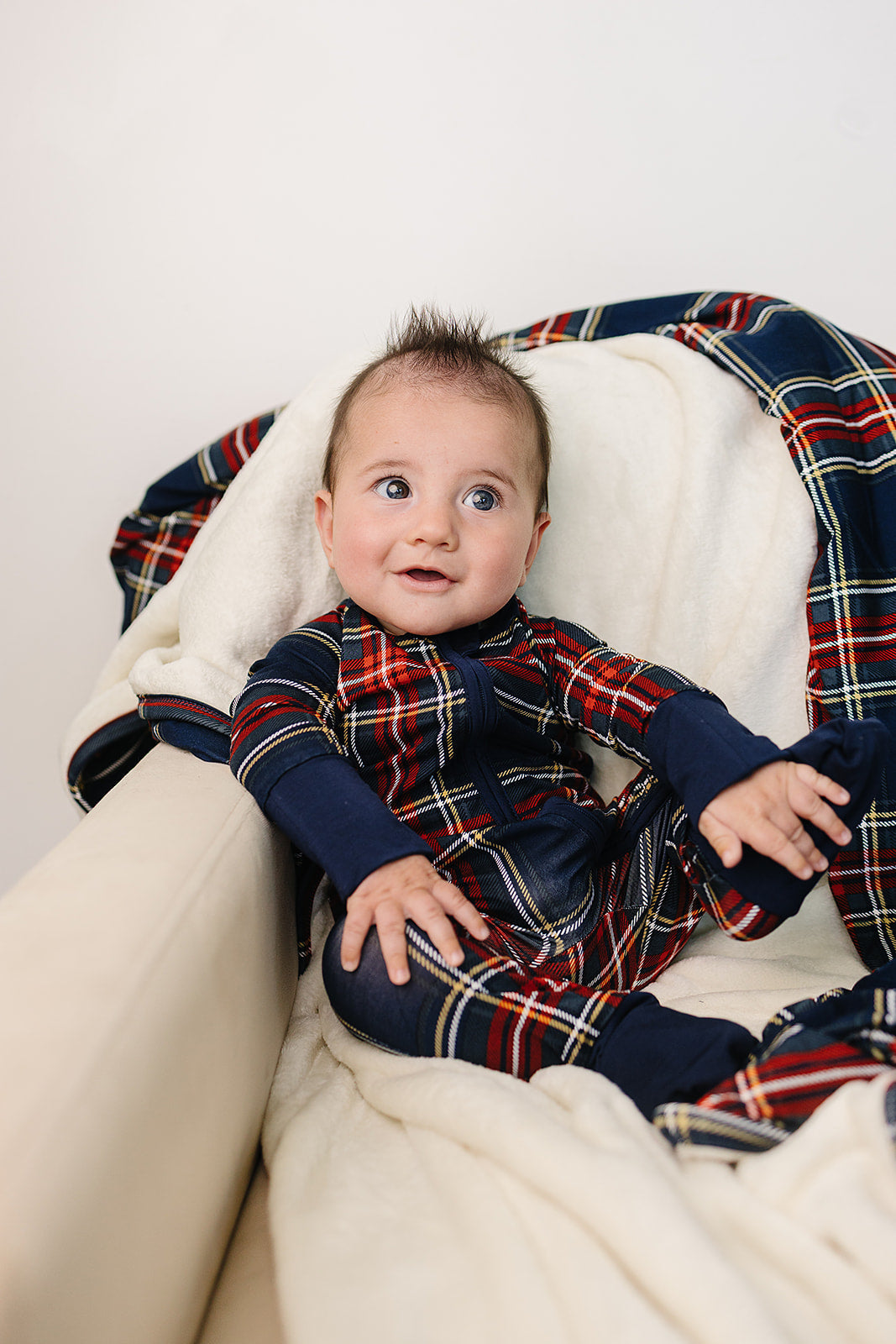 Mebie Baby Christmas Plaid Bamboo Zipper