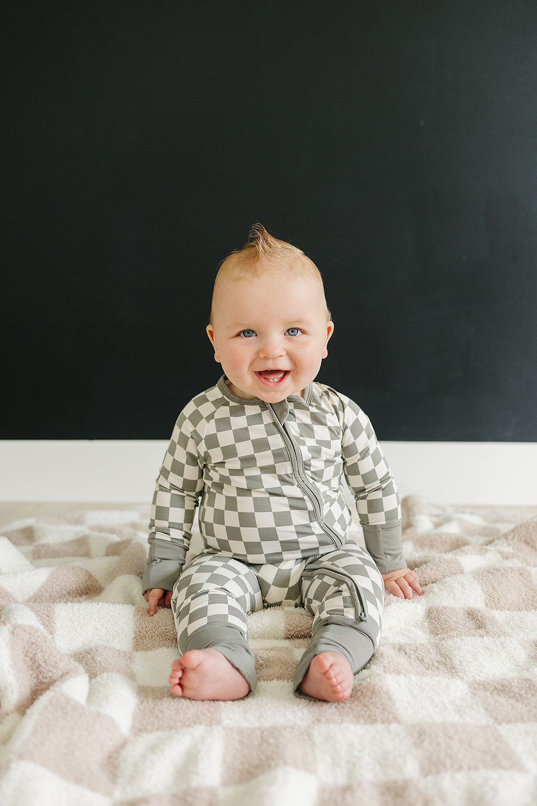 Mebie Baby Bamboo Romper - Light Green Checkered
