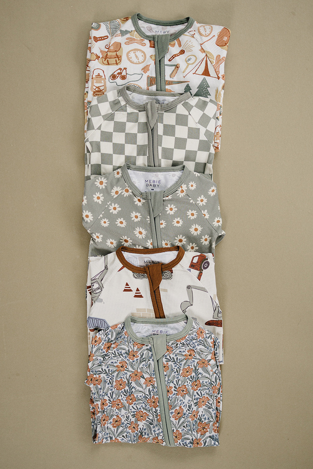 Mebie Baby Bamboo Romper - Light Green Checkered