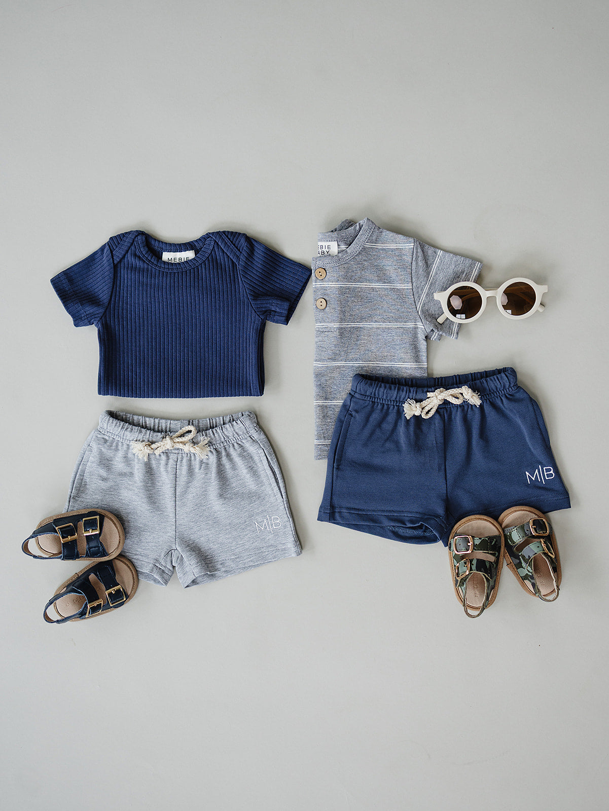 Mebie Baby Grey Stripe Button Tee