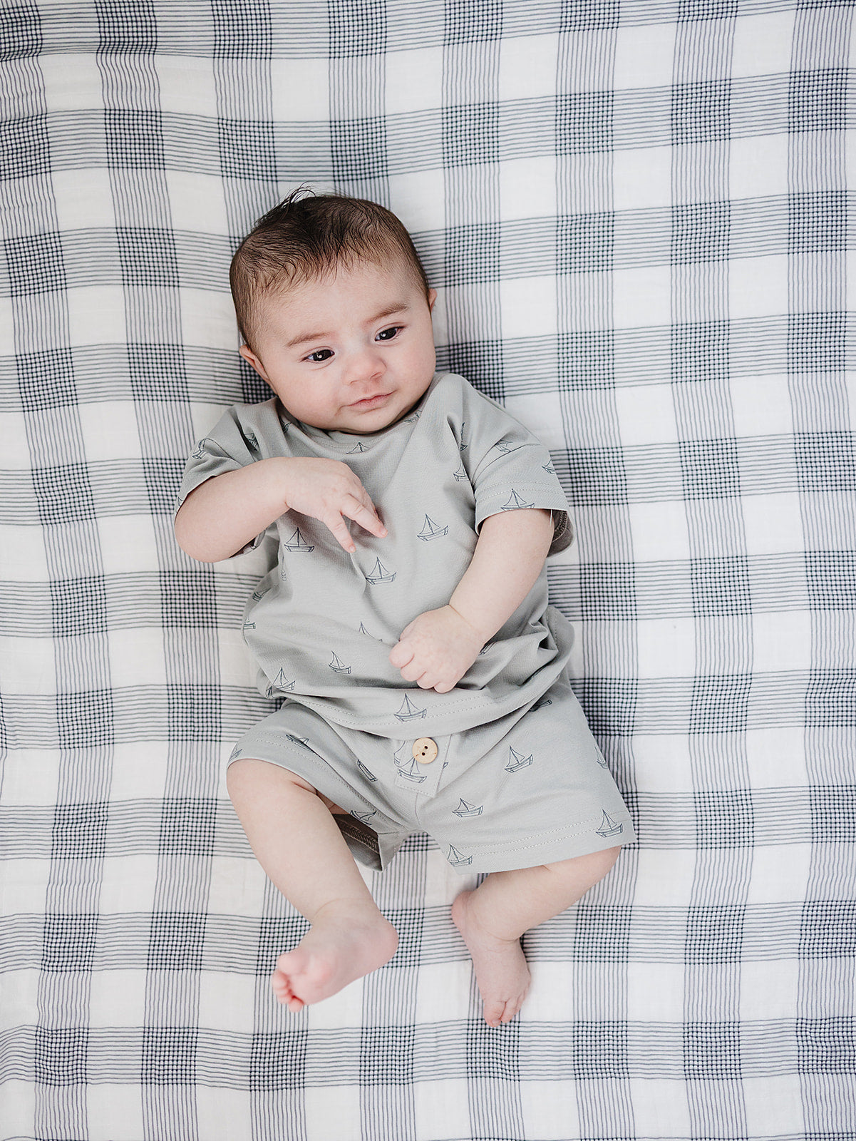 Mebie Baby Sailboat Button Short Set