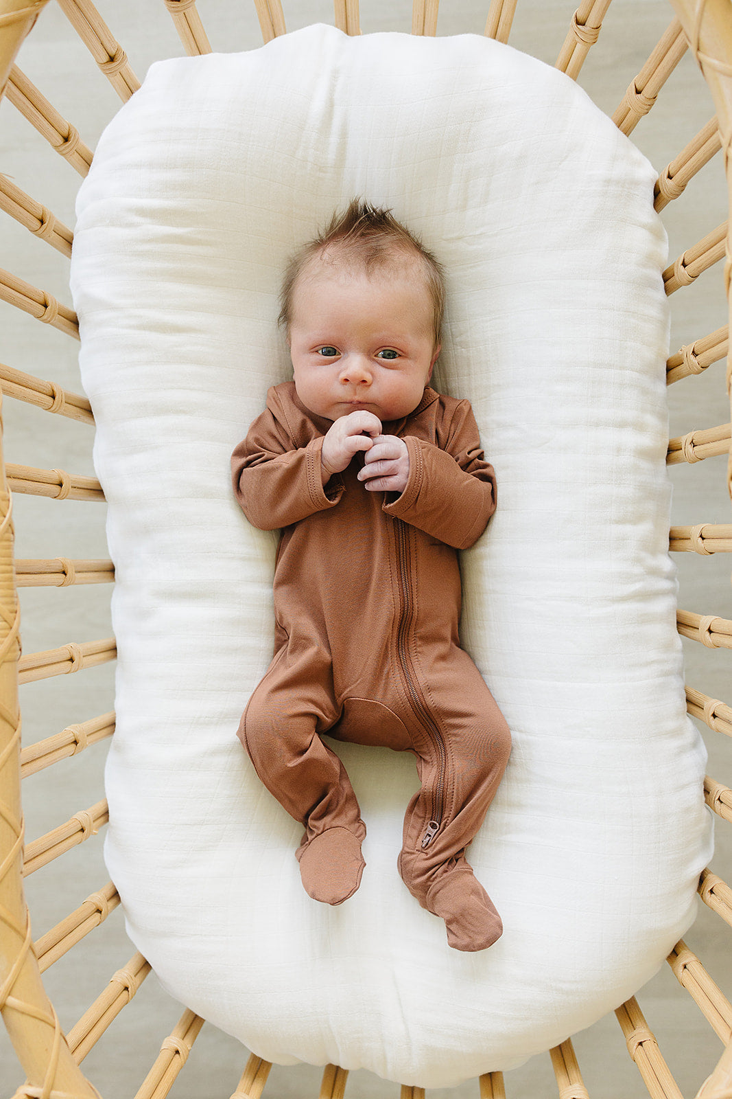 Mebie Baby Bamboo Footed Romper - Rust